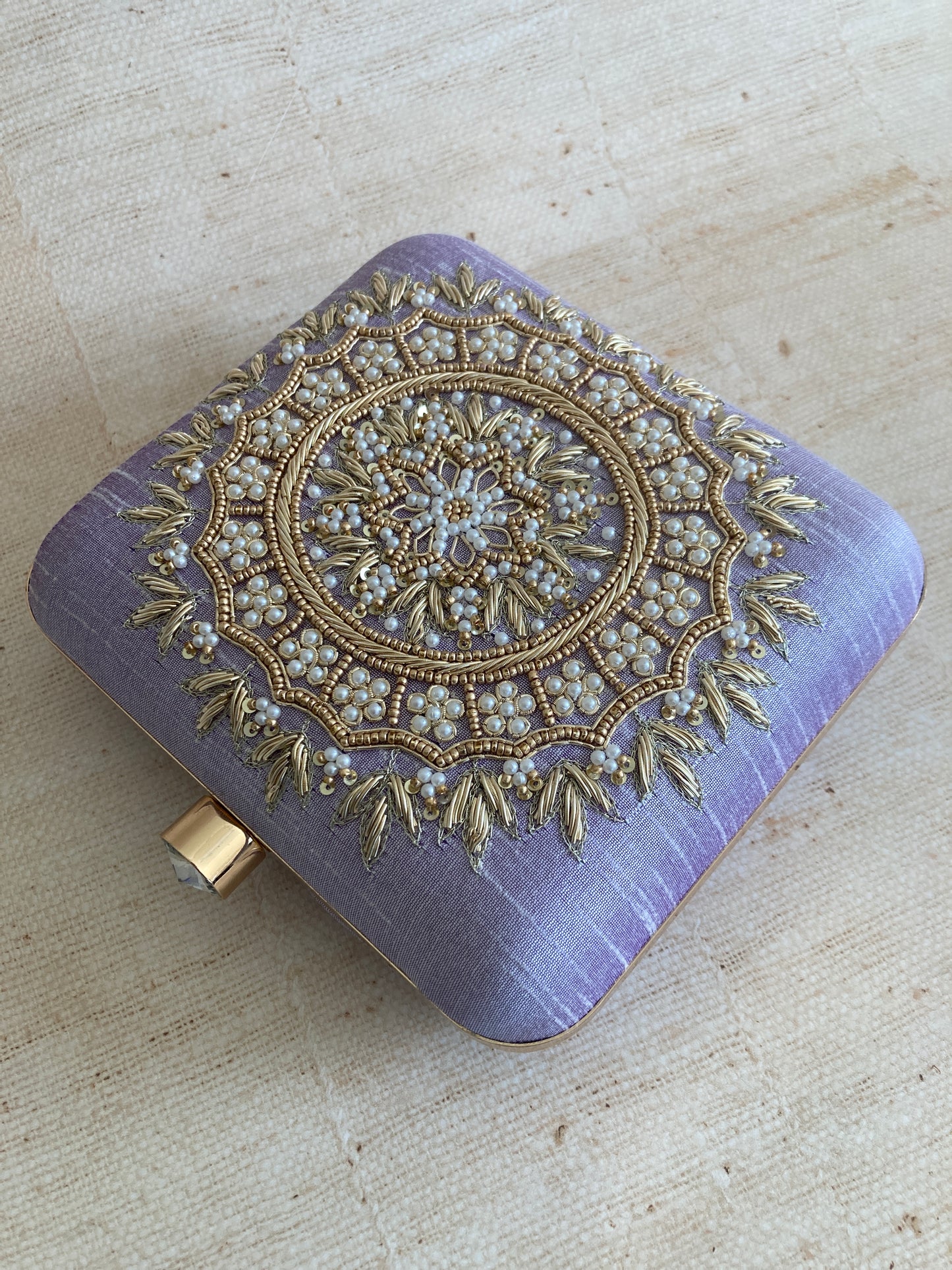 Kiran Purple Mandala Design Square Clutch (ST901)