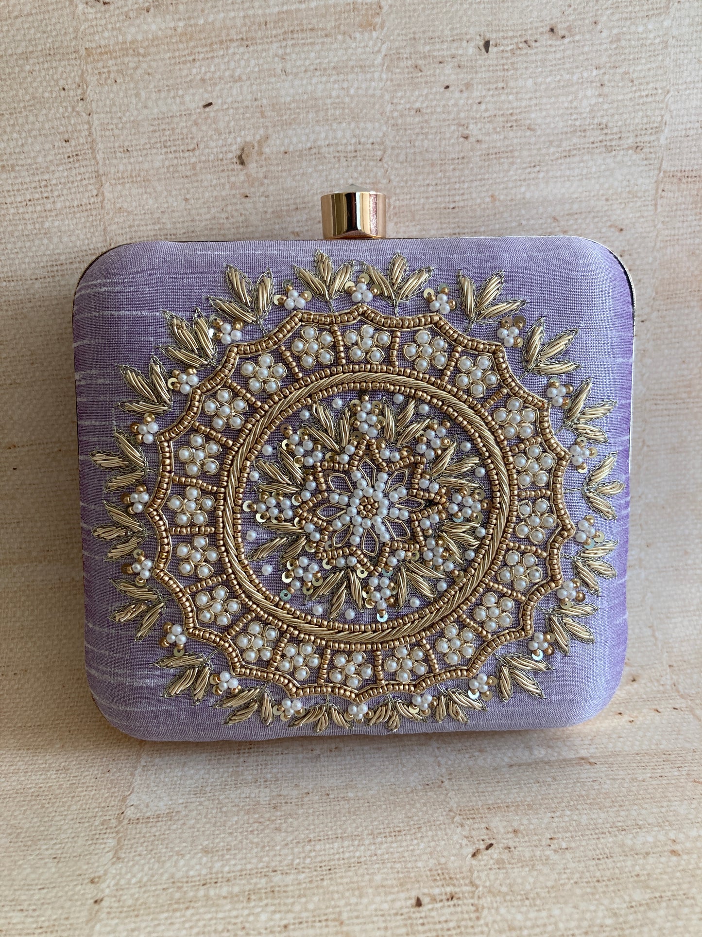 Kiran Purple Mandala Design Square Clutch (ST901)