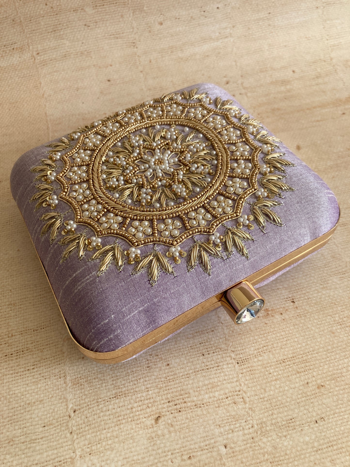 Kiran Purple Mandala Design Square Clutch (ST901)