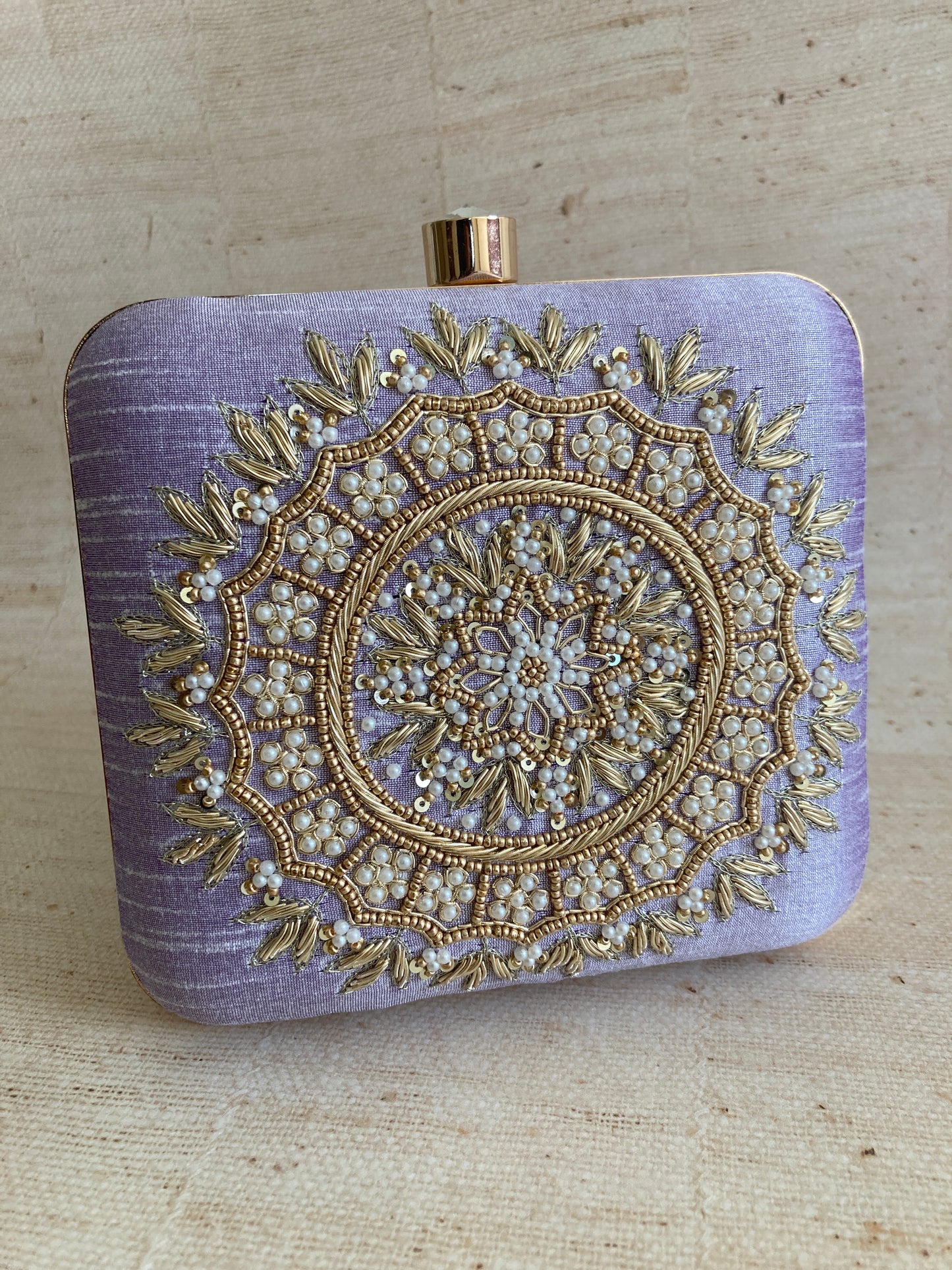 Kiran Purple Mandala Design Square Clutch (ST901)