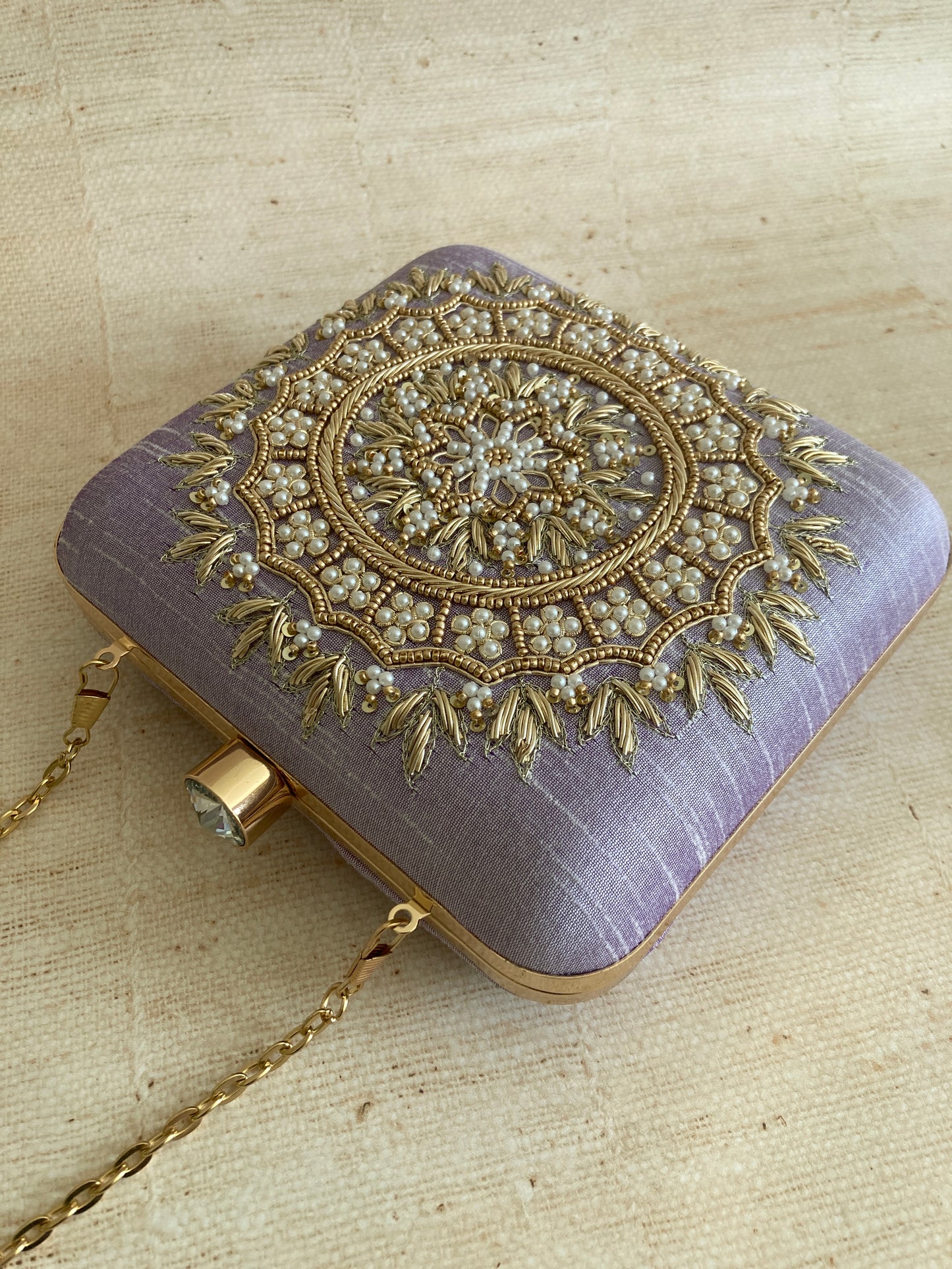 Kiran Purple Mandala Design Square Clutch (ST901)