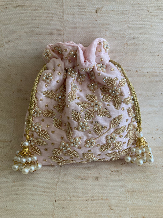 Simran Pink Pearl Potli Bag (ST810)