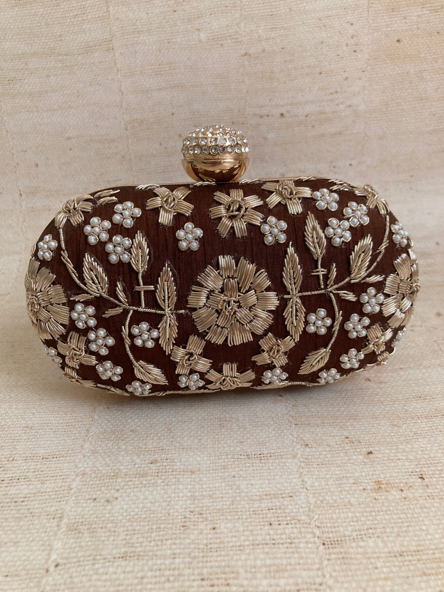 Lucia Oval Brown Clutch (ST902)