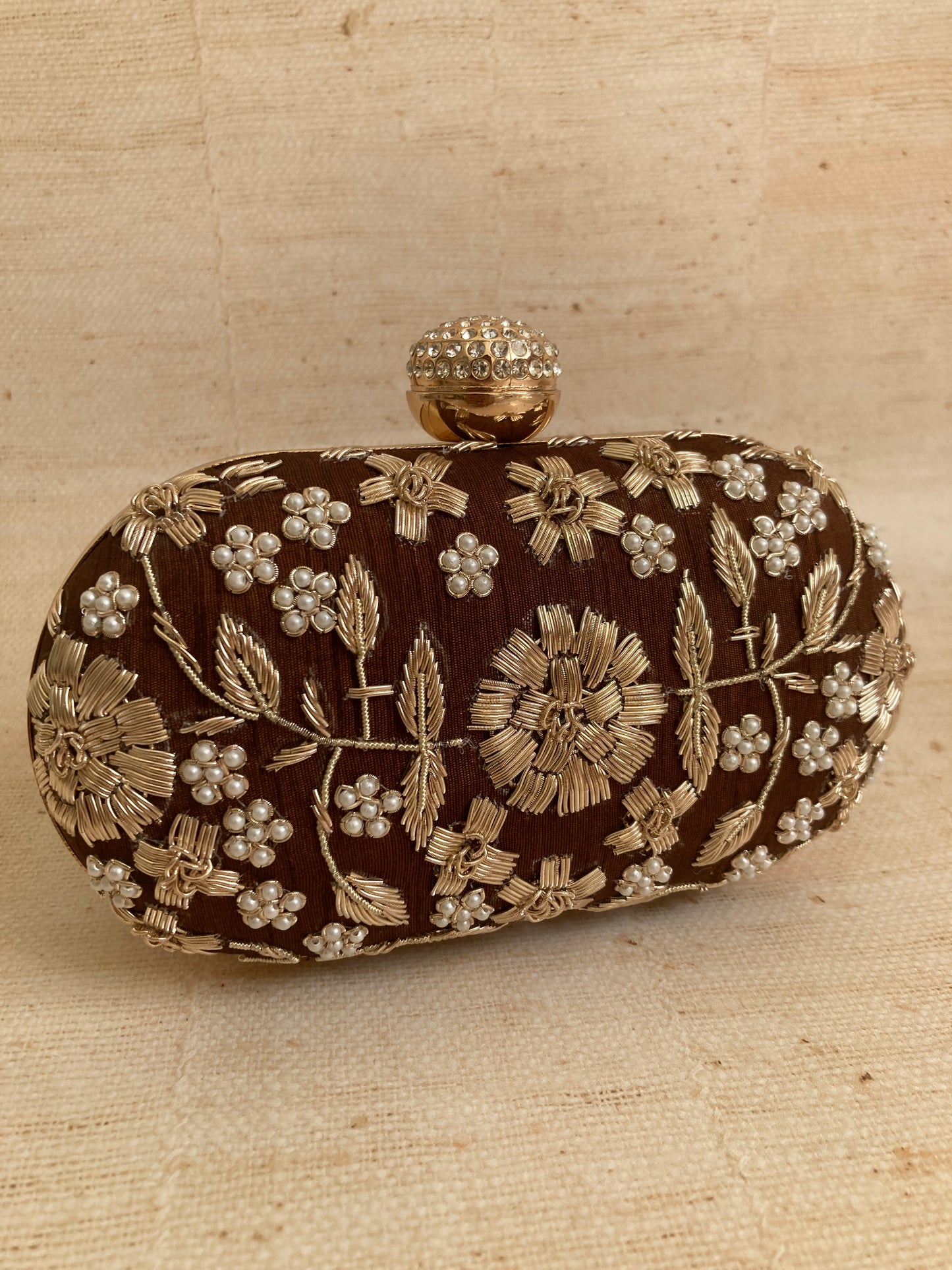 Lucia Oval Brown Clutch (ST902)