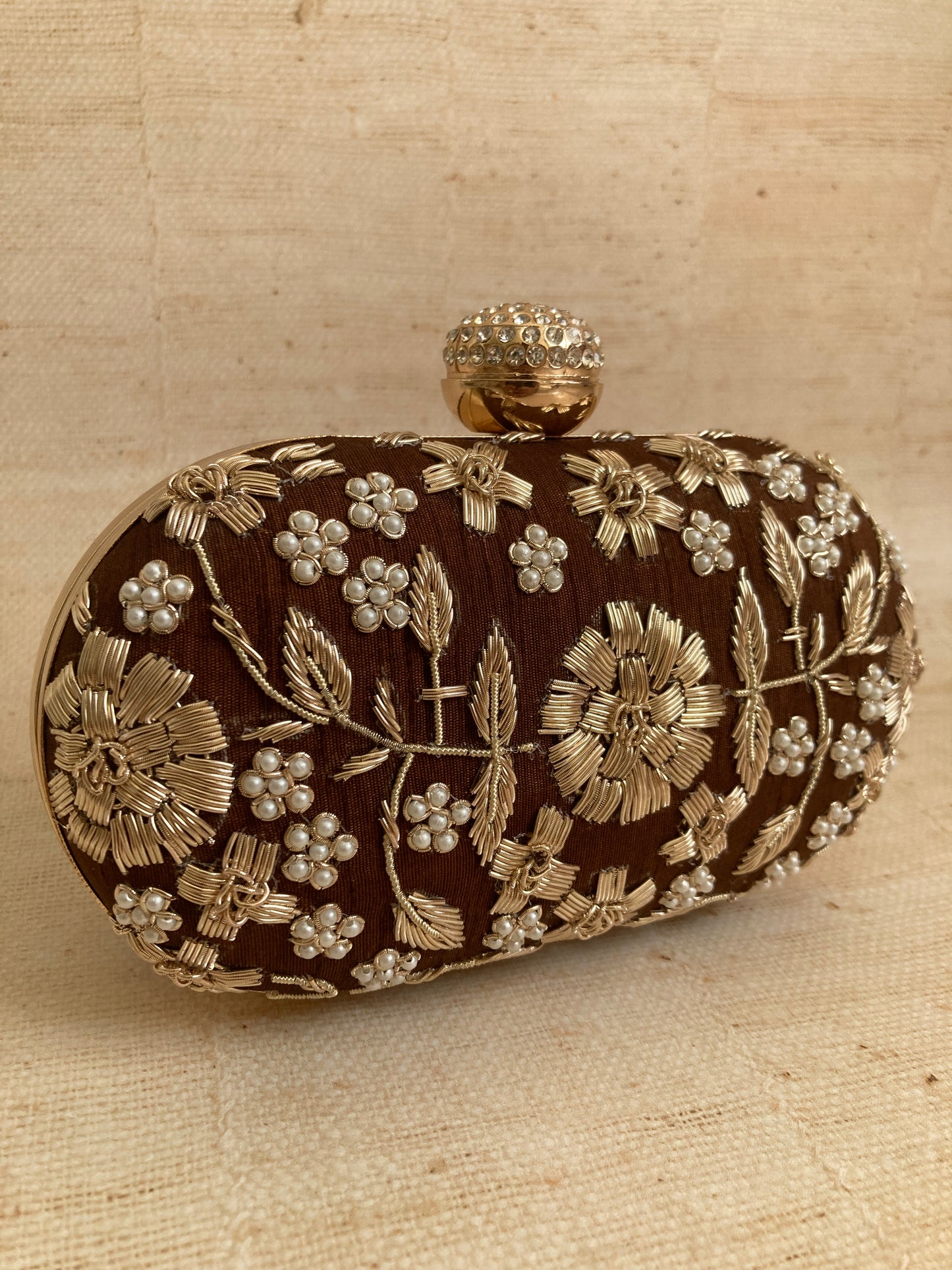 Lucia Oval Brown Clutch (ST902)