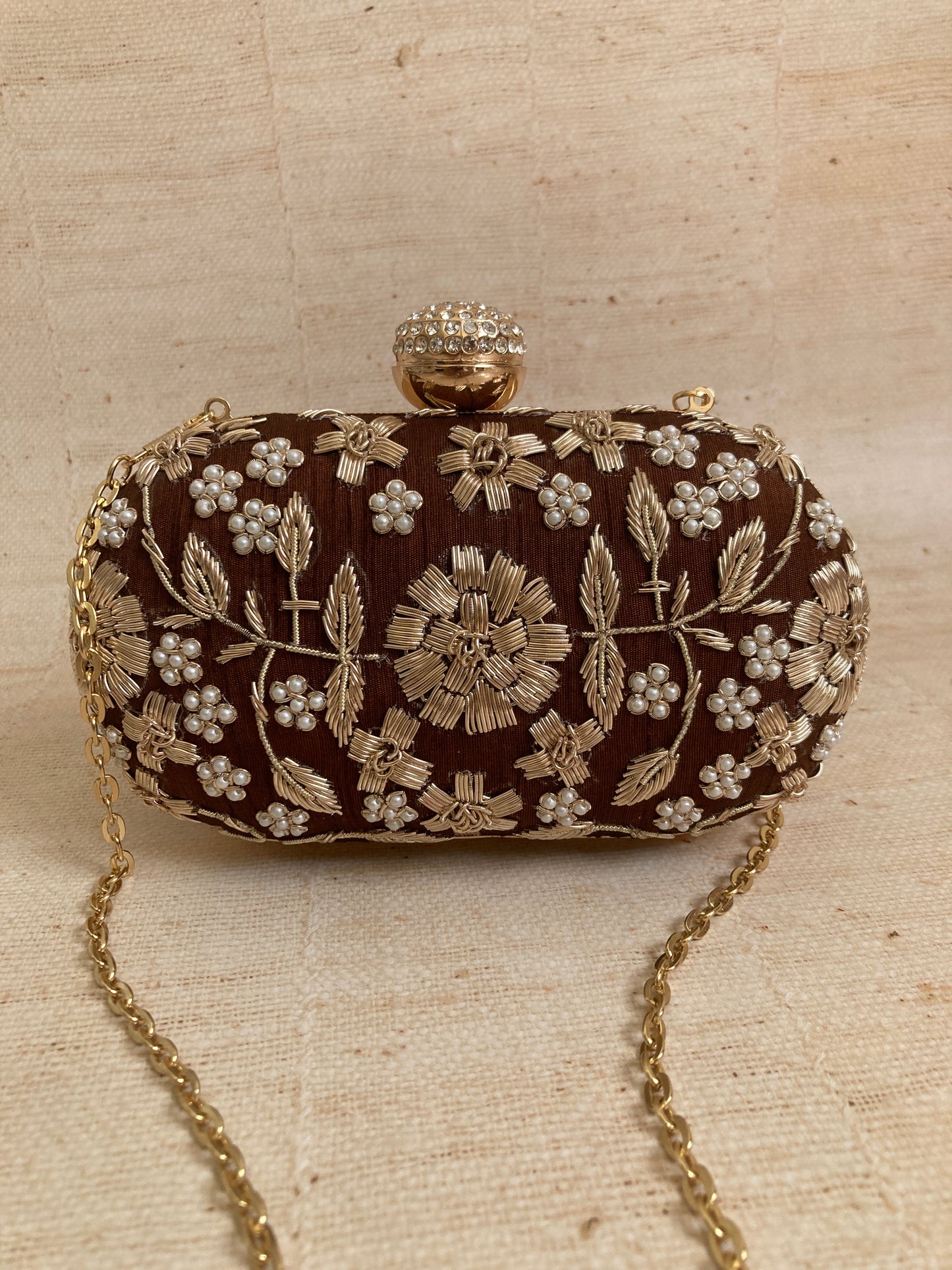 Lucia Oval Brown Clutch (ST902)