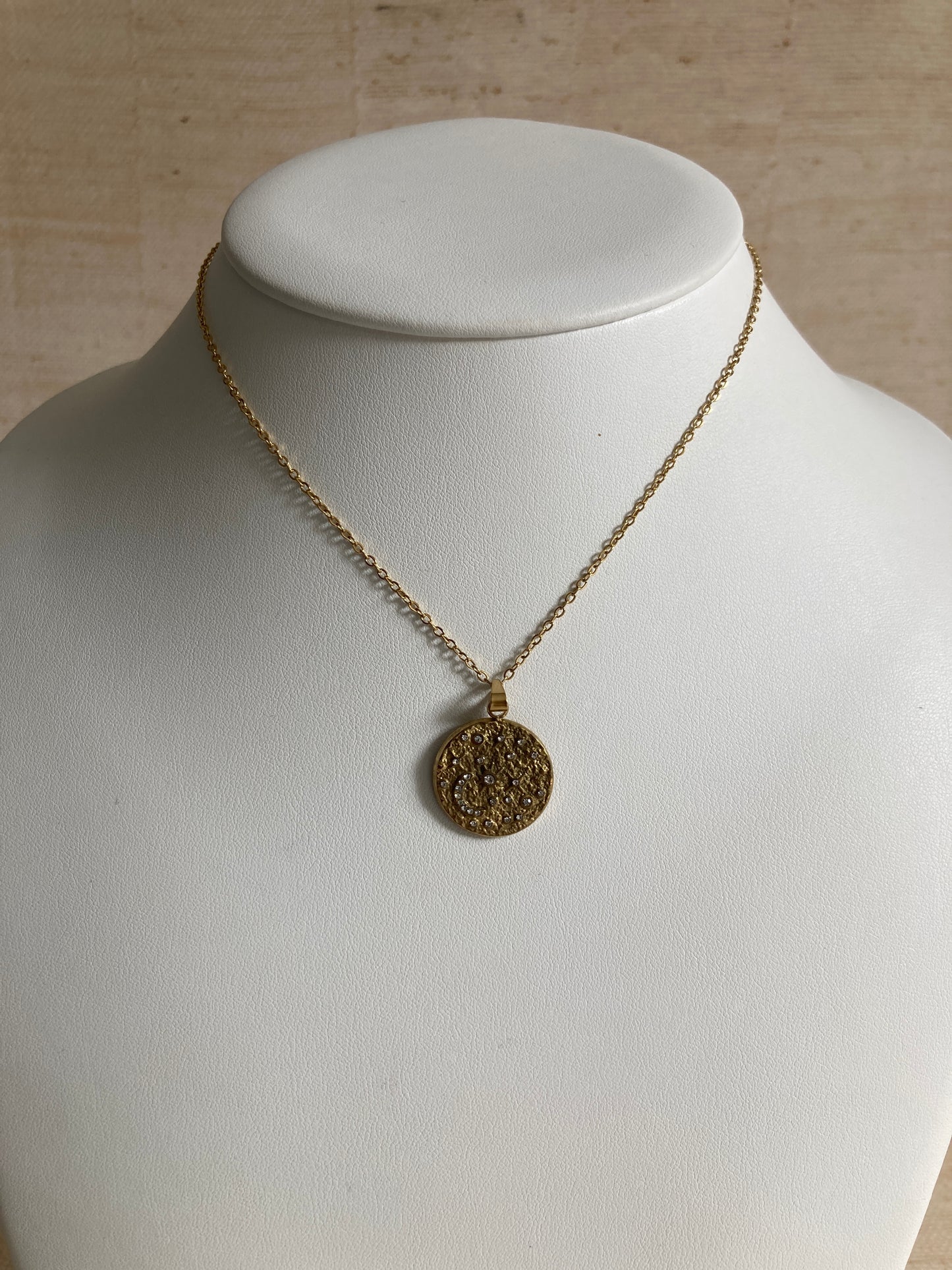 18K Gold Pated Moon And Star Vintage Necklace