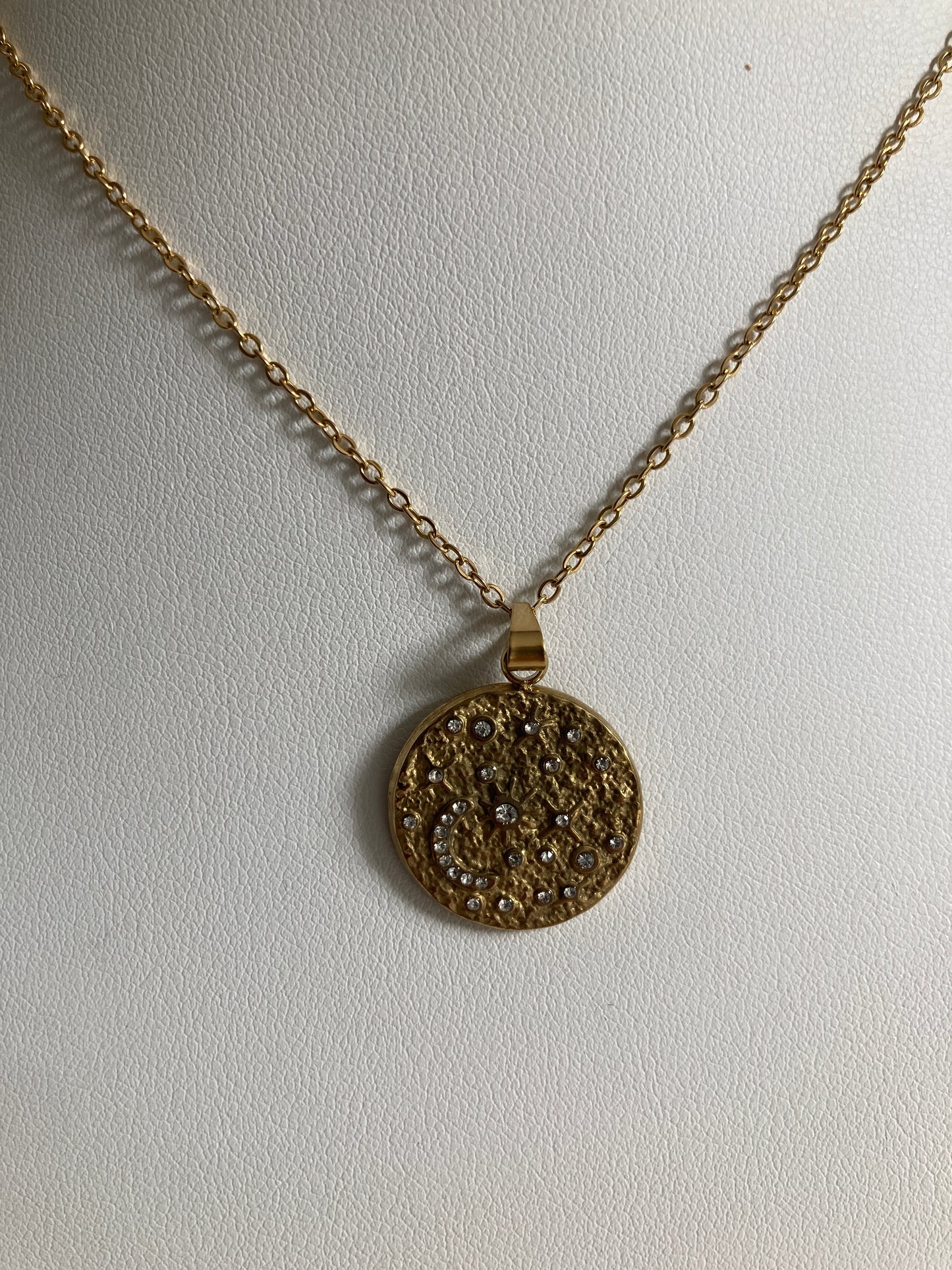 18K Gold Pated Moon And Star Vintage Necklace