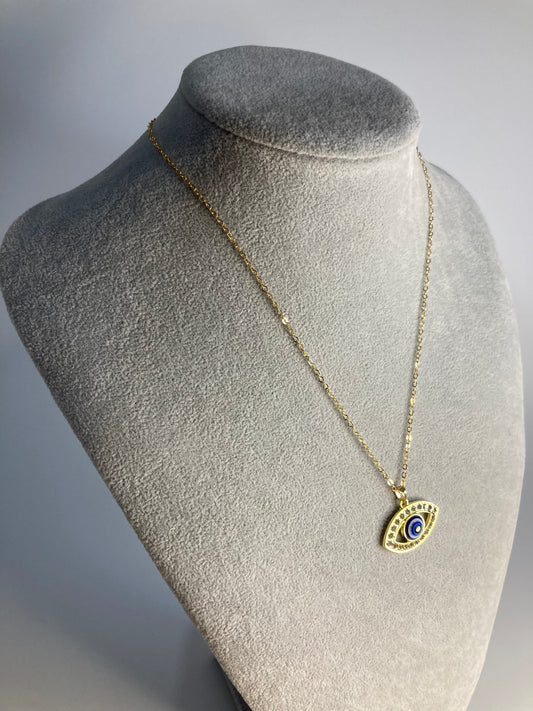 Evil Eye Pendant Necklace (ST364) (Gold)