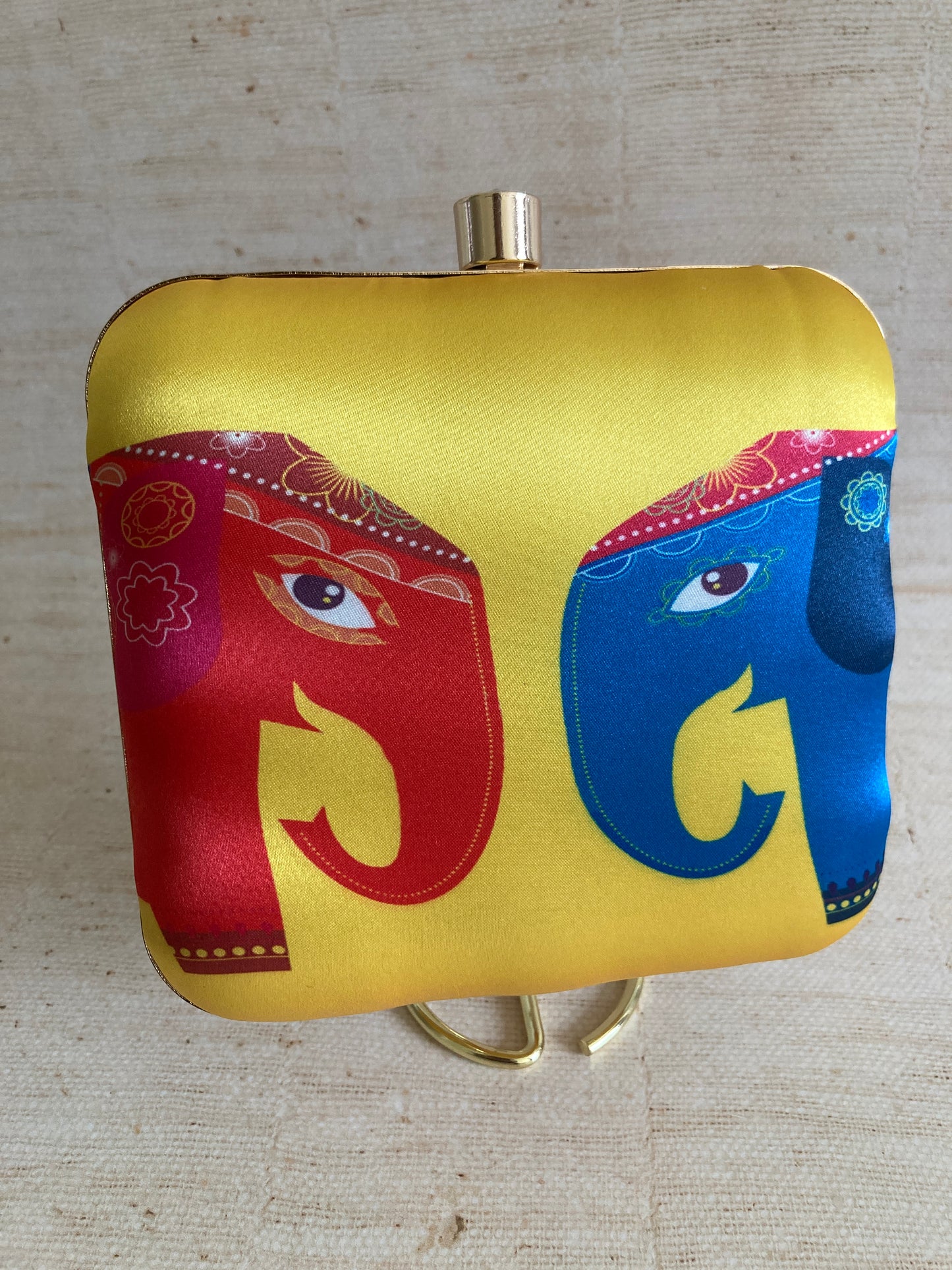 The Majestic Elephants Yellow Square Clutch (ST298)