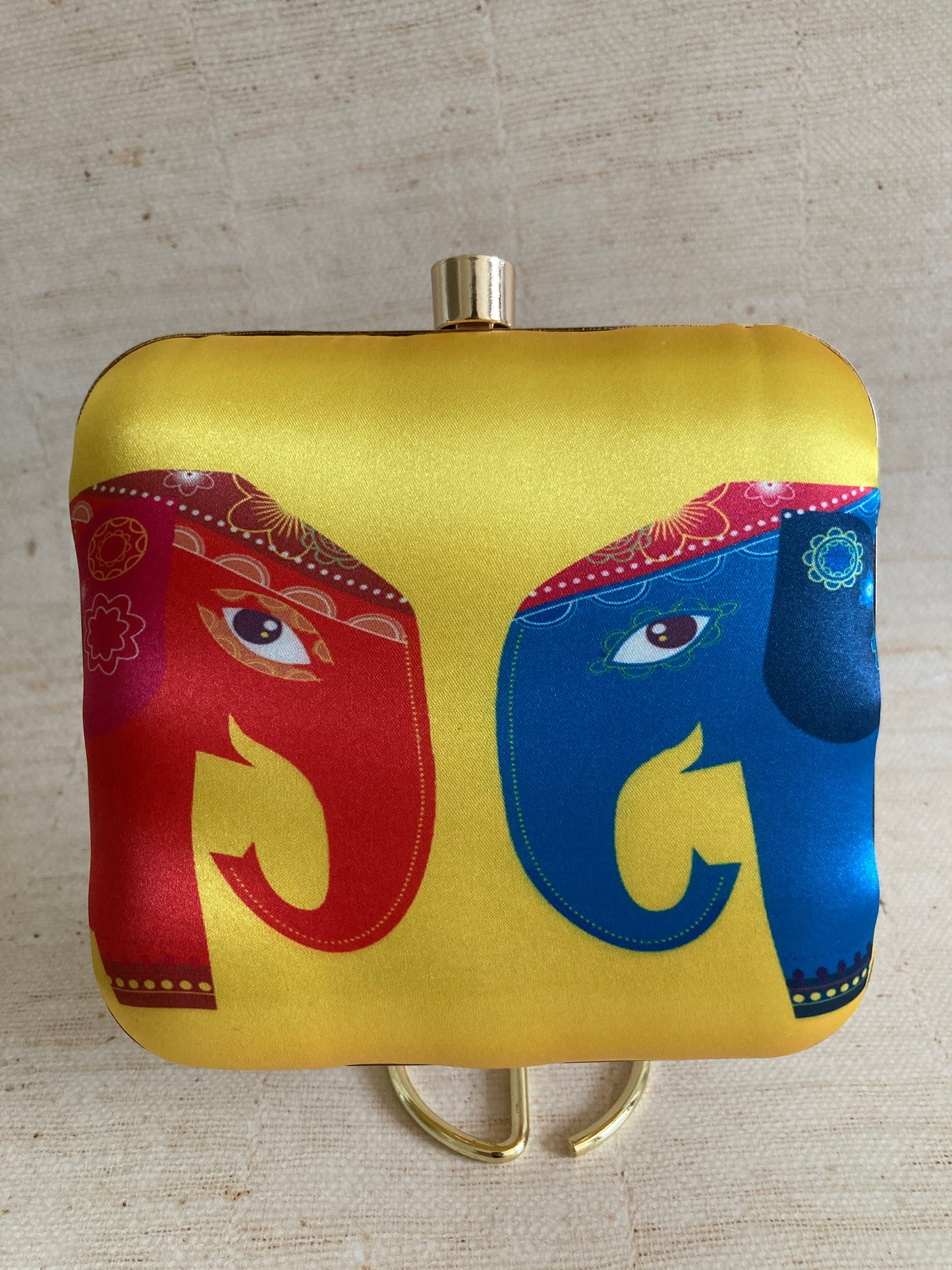 The Majestic Elephants Yellow Square Clutch (ST298)