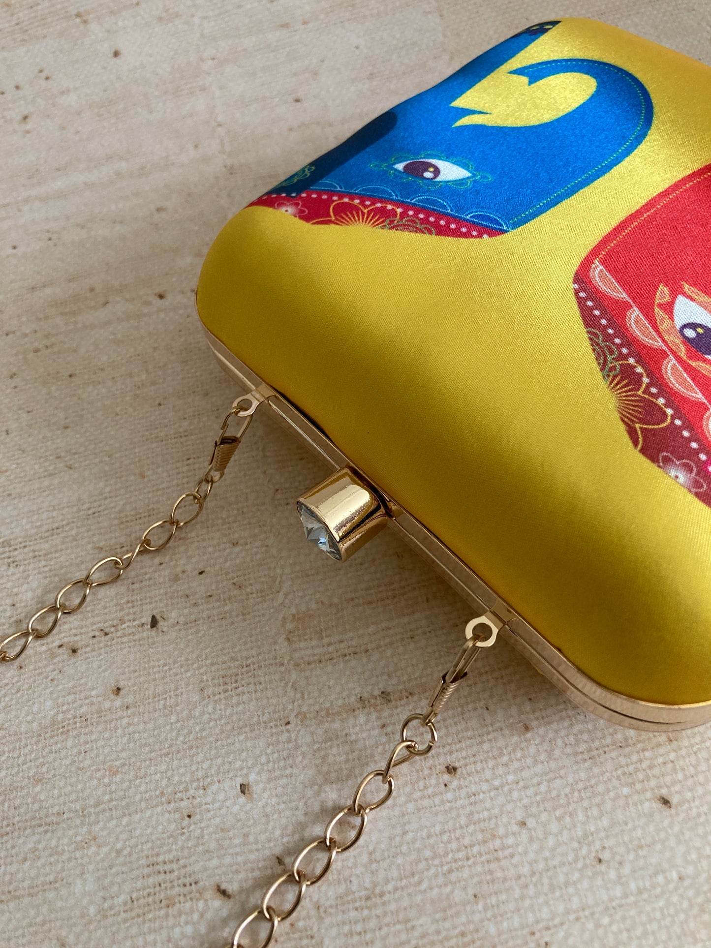 The Majestic Elephants Yellow Square Clutch (ST298)