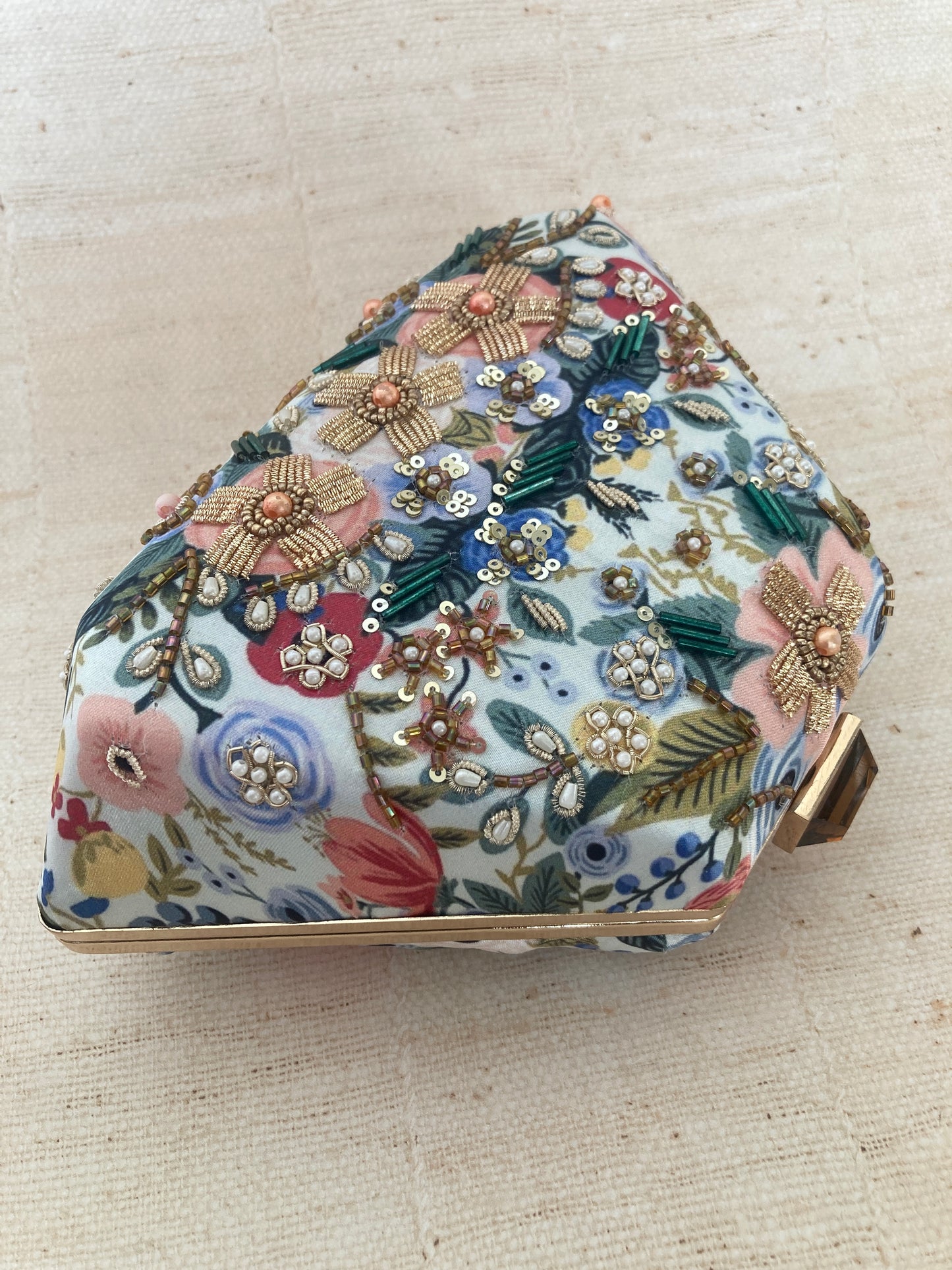 Amber Blue Multicoloured Floral Clutch (ST292)