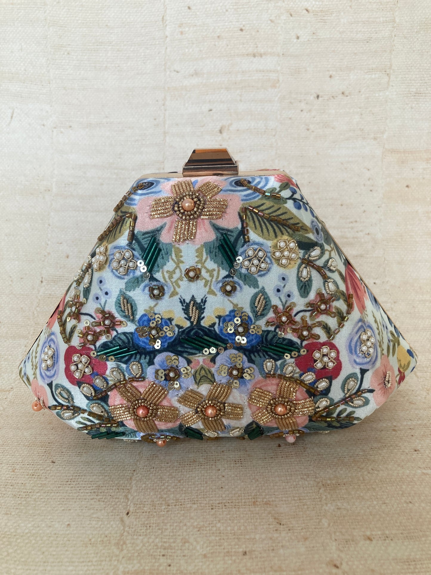 Amber Blue Multicoloured Floral Clutch (ST292)