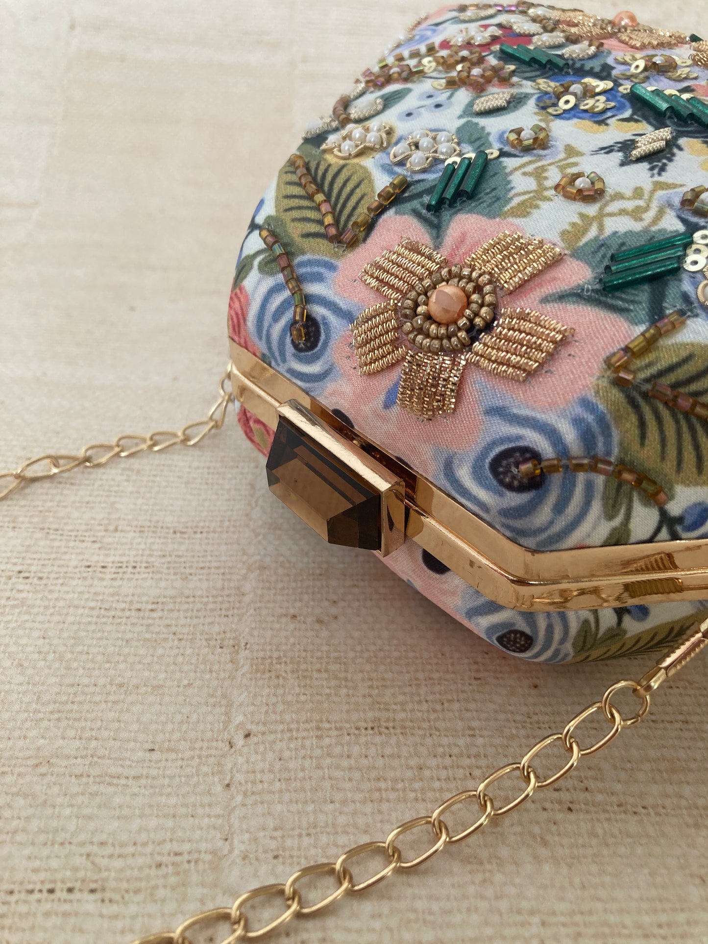 Amber Blue Multicoloured Floral Clutch (ST292)