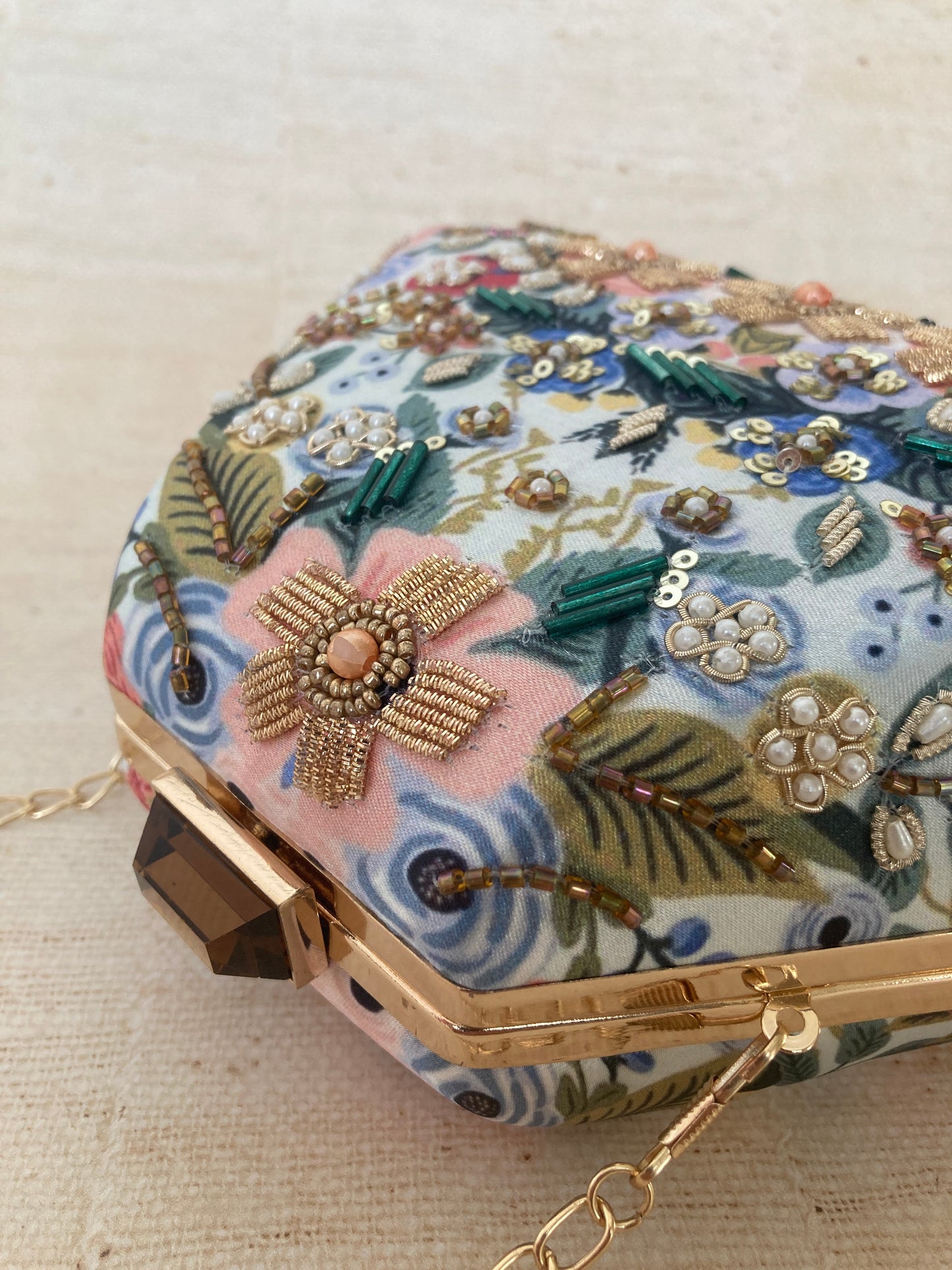 Amber Blue Multicoloured Floral Clutch (ST292)