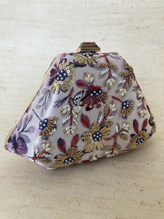 Amber Purple Floral Clutch (ST293)