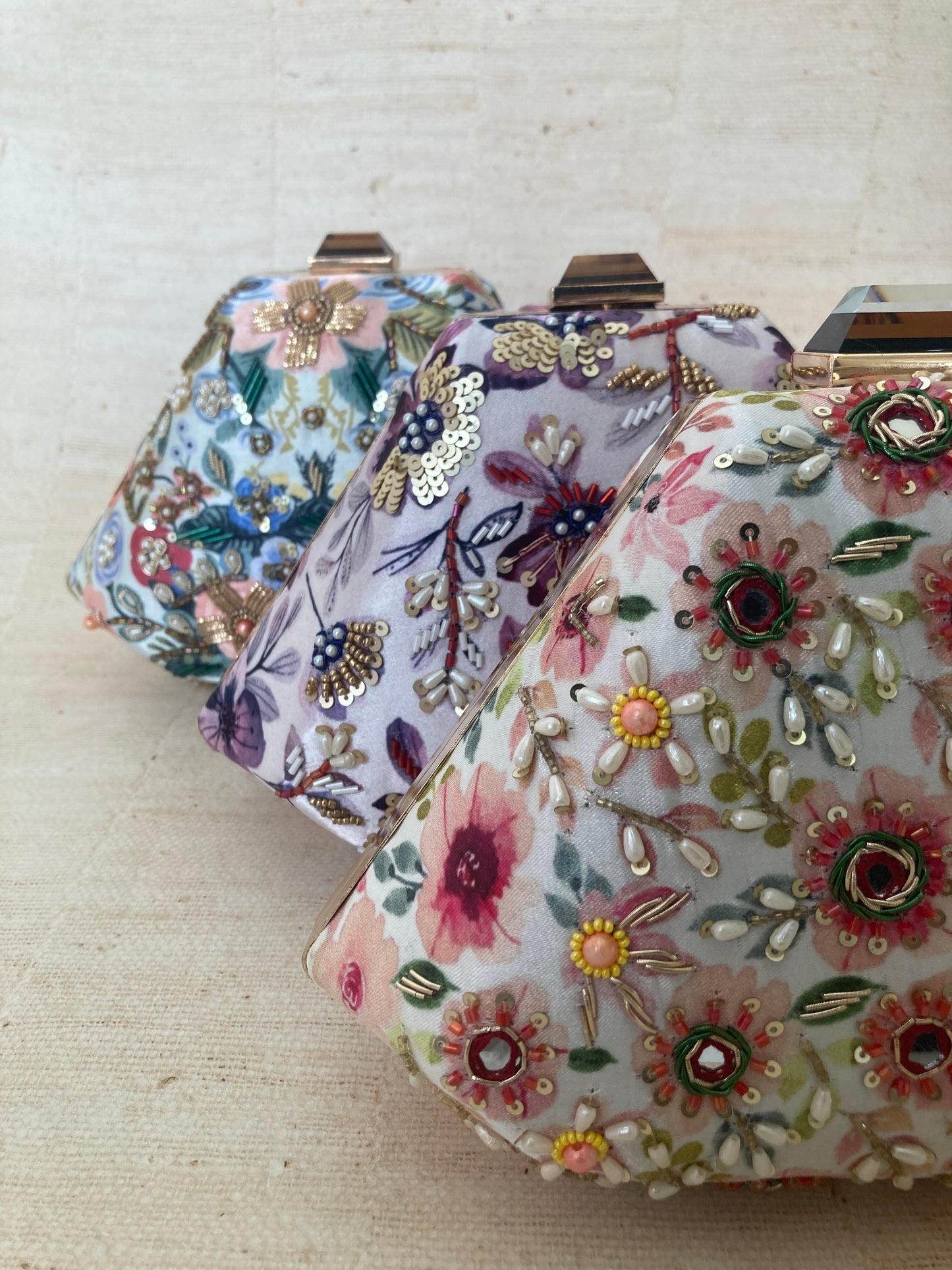 Amber Blue Multicoloured Floral Clutch (ST292)