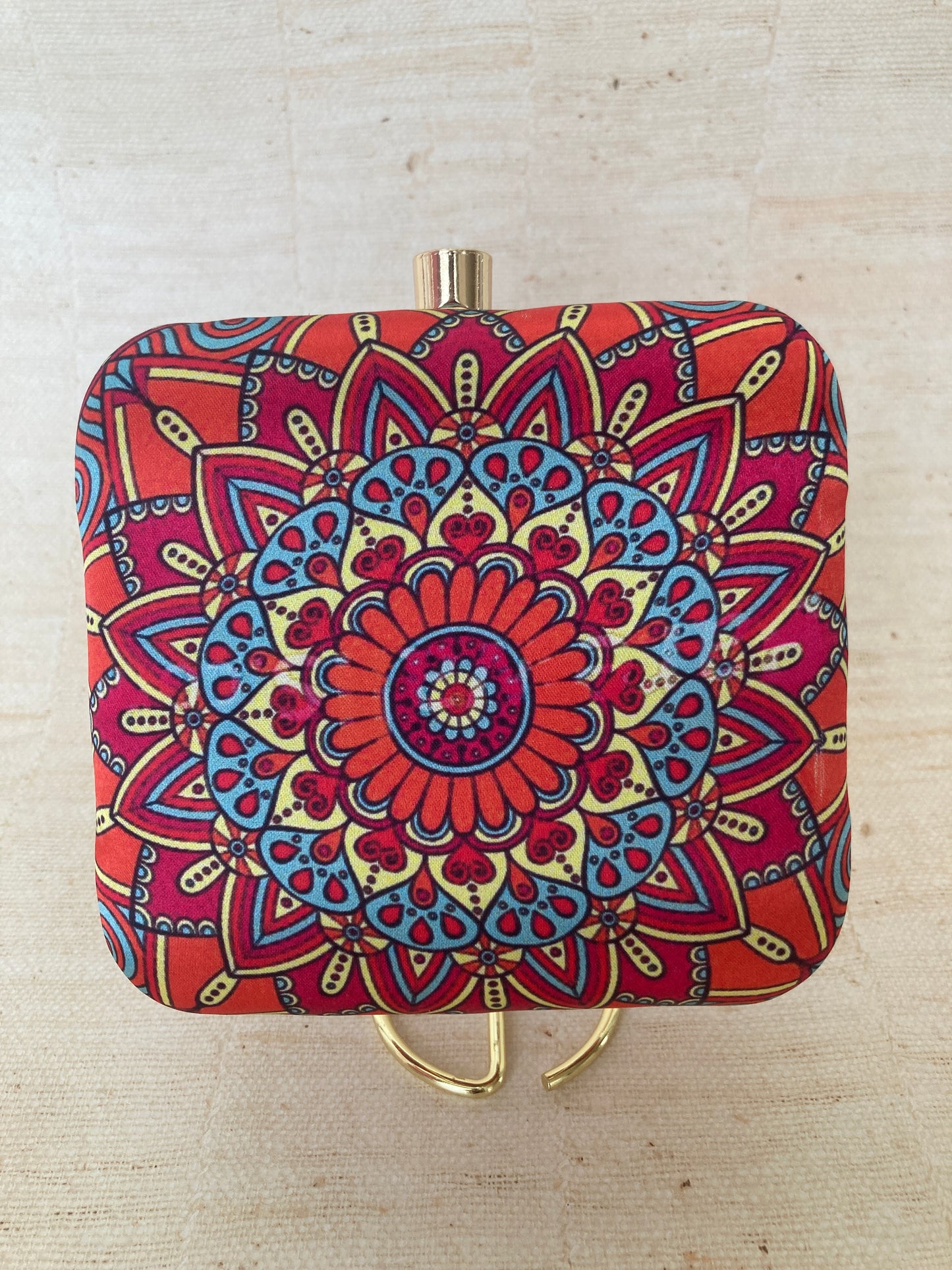 Devi Bright Orange Square Clutch (ST264)