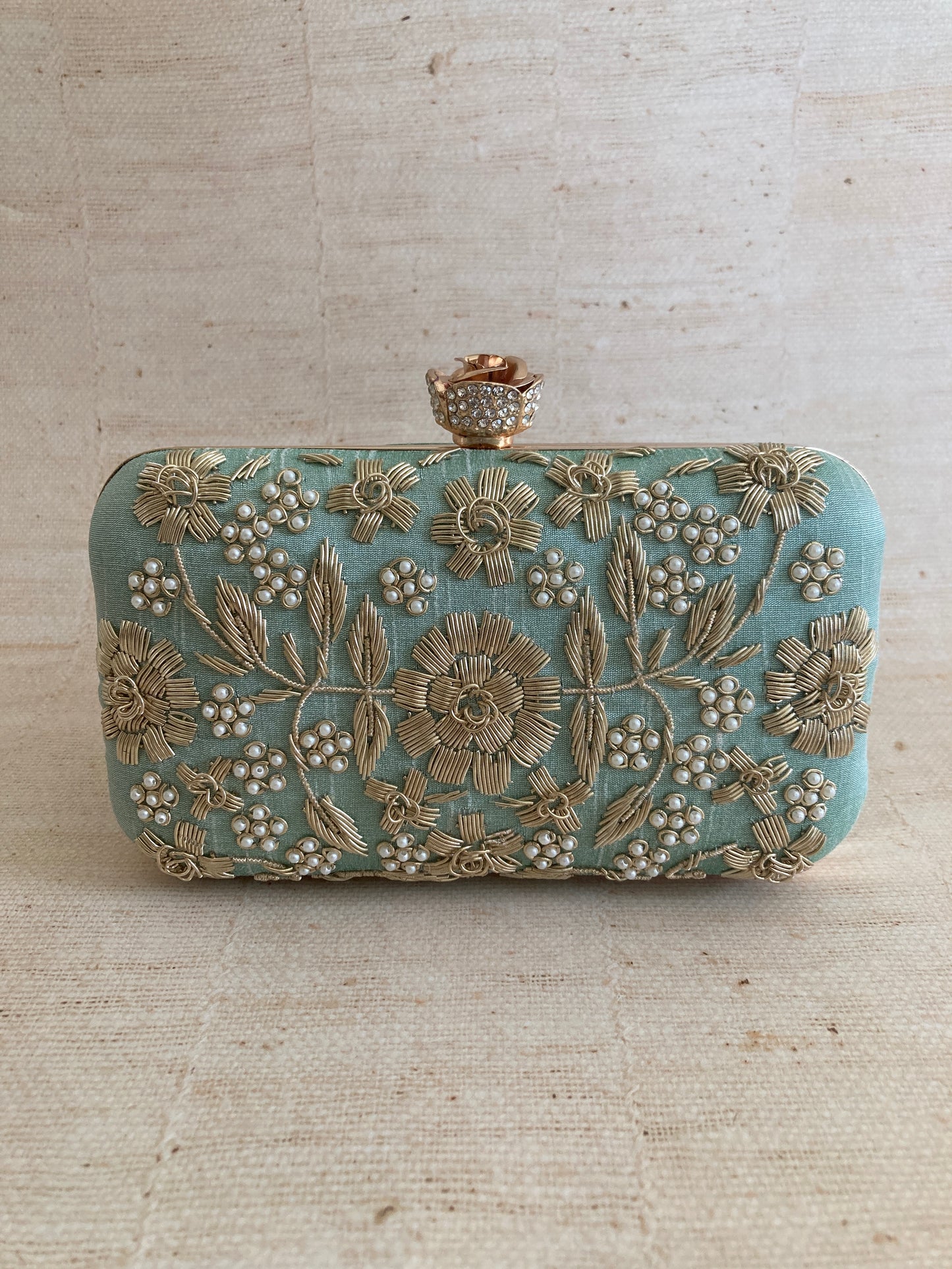 Alina (Rectangular Clutch) (Mint Green) (ST859)