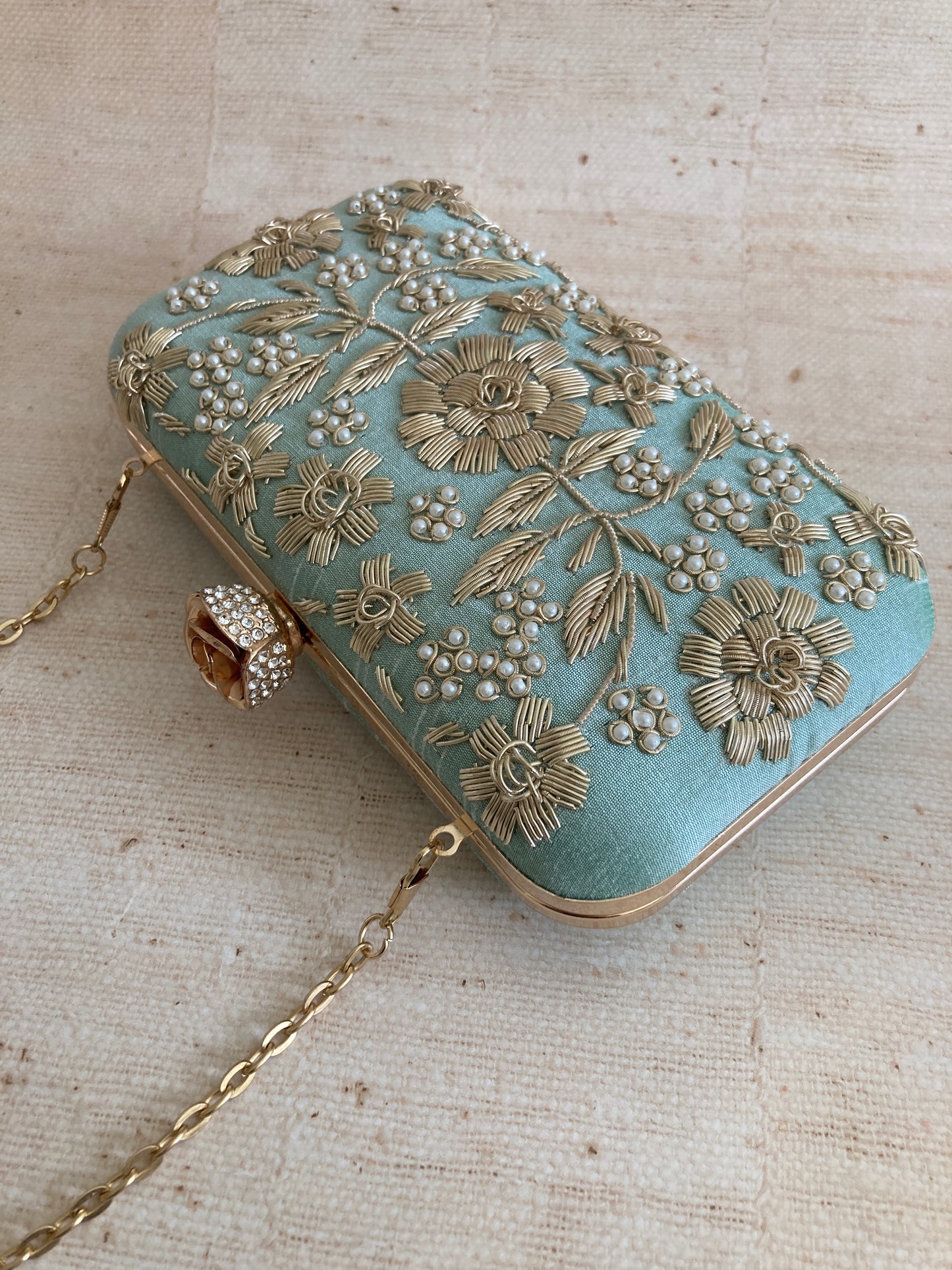 Alina (Rectangular Clutch) (Mint Green) (ST859)