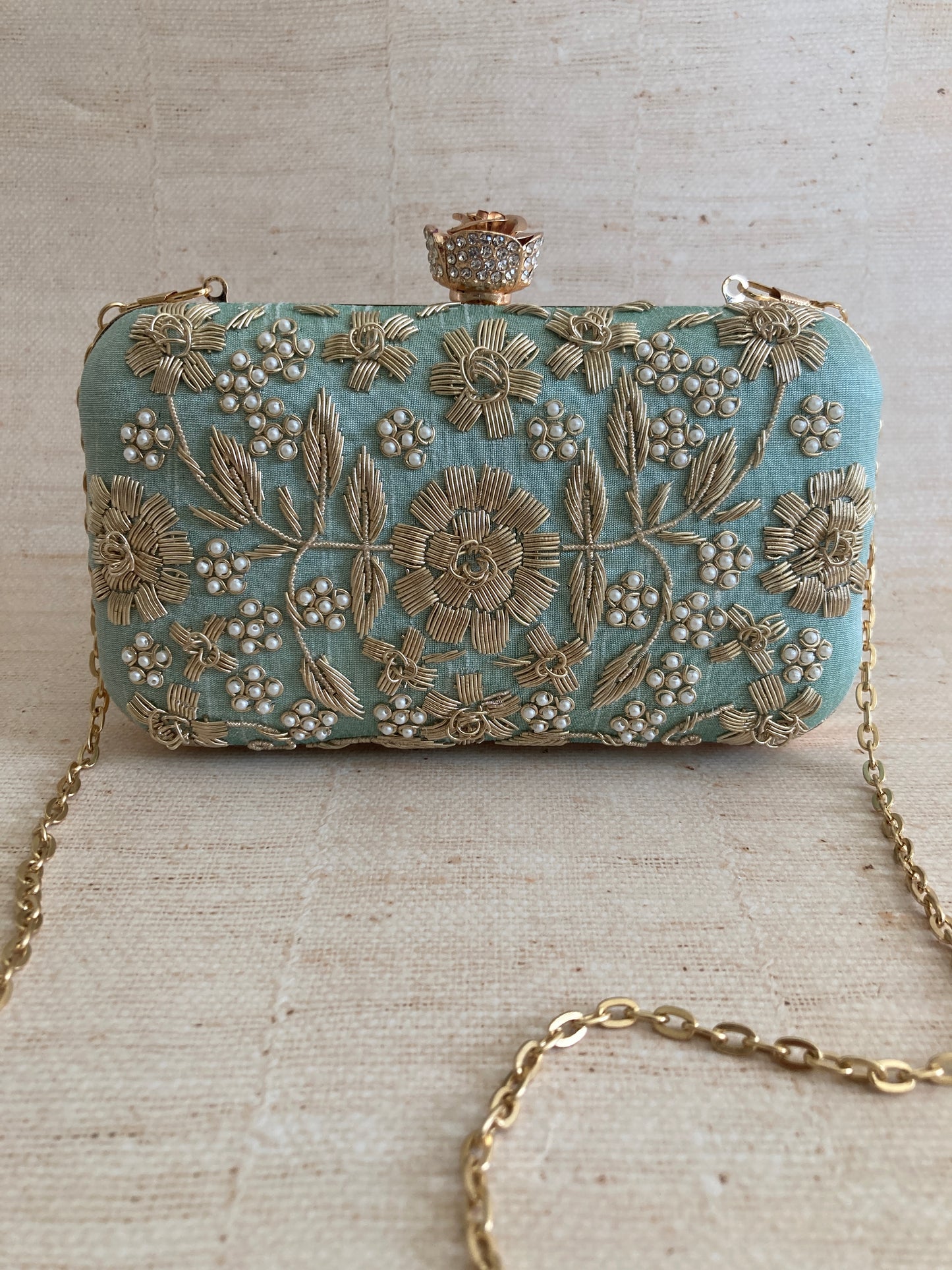 Alina (Rectangular Clutch) (Mint Green) (ST859)