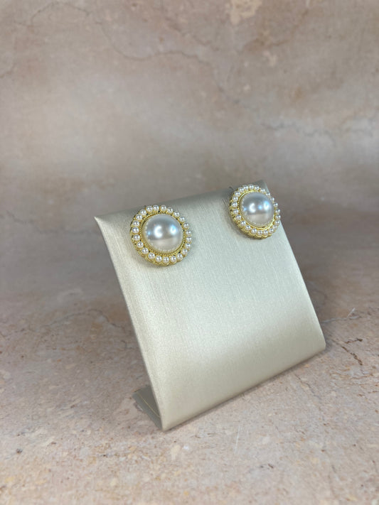 Oversized Statement Pearl Stud Earrings (ST768)