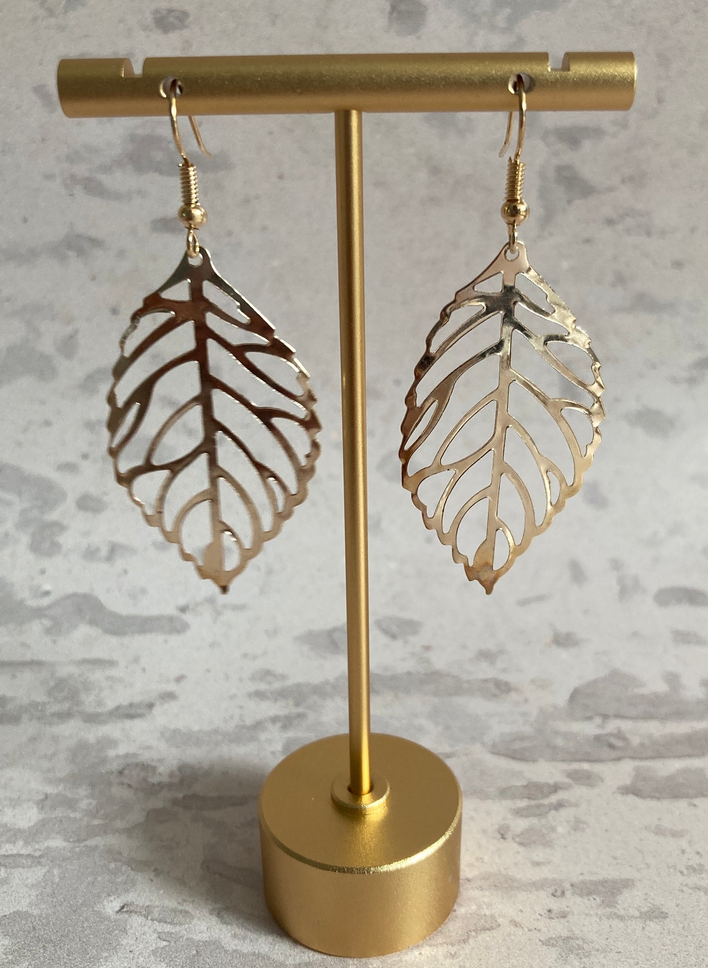 Delicate Statement Leaf Earrings (ST205) (Gold)