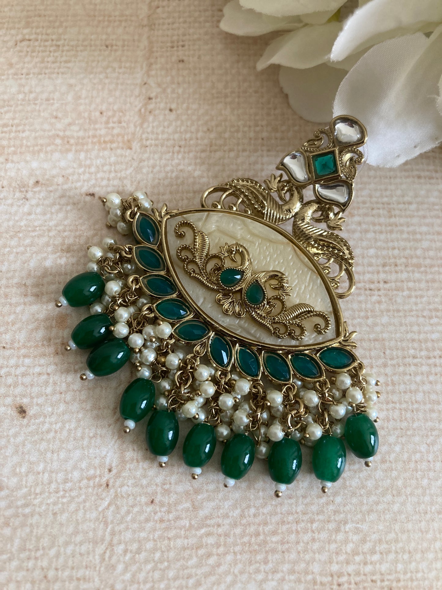 Gauri Green Peacock Indian Earrings (ST972)