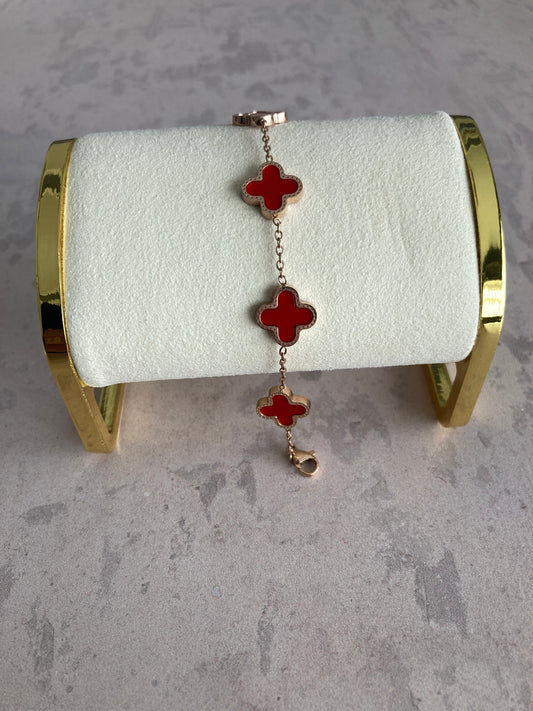 Adina Clover Bracelet (ST374) (Red)