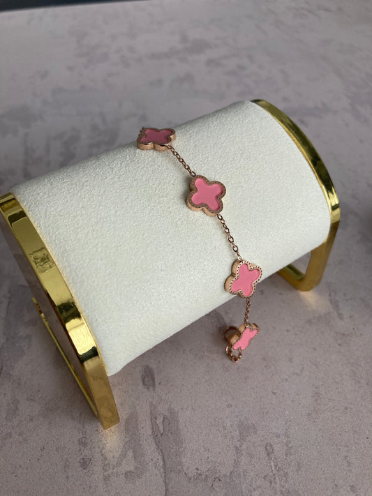 Adina Clover Bracelet (ST374) (Pink)