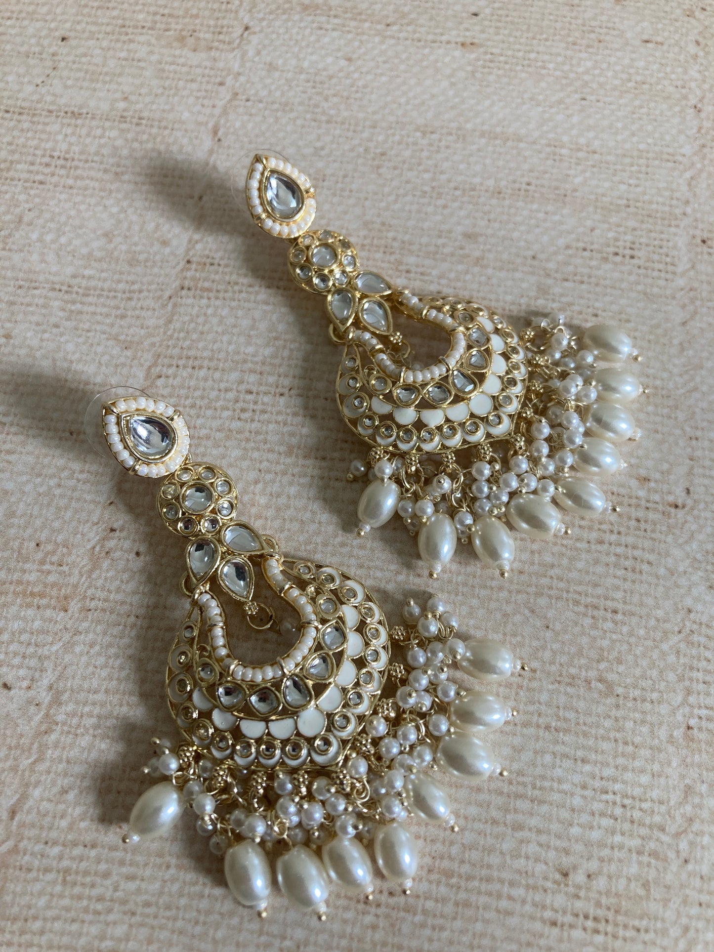 Tahmina Meenakari White Gold Plated Indian Earrings (ST980)