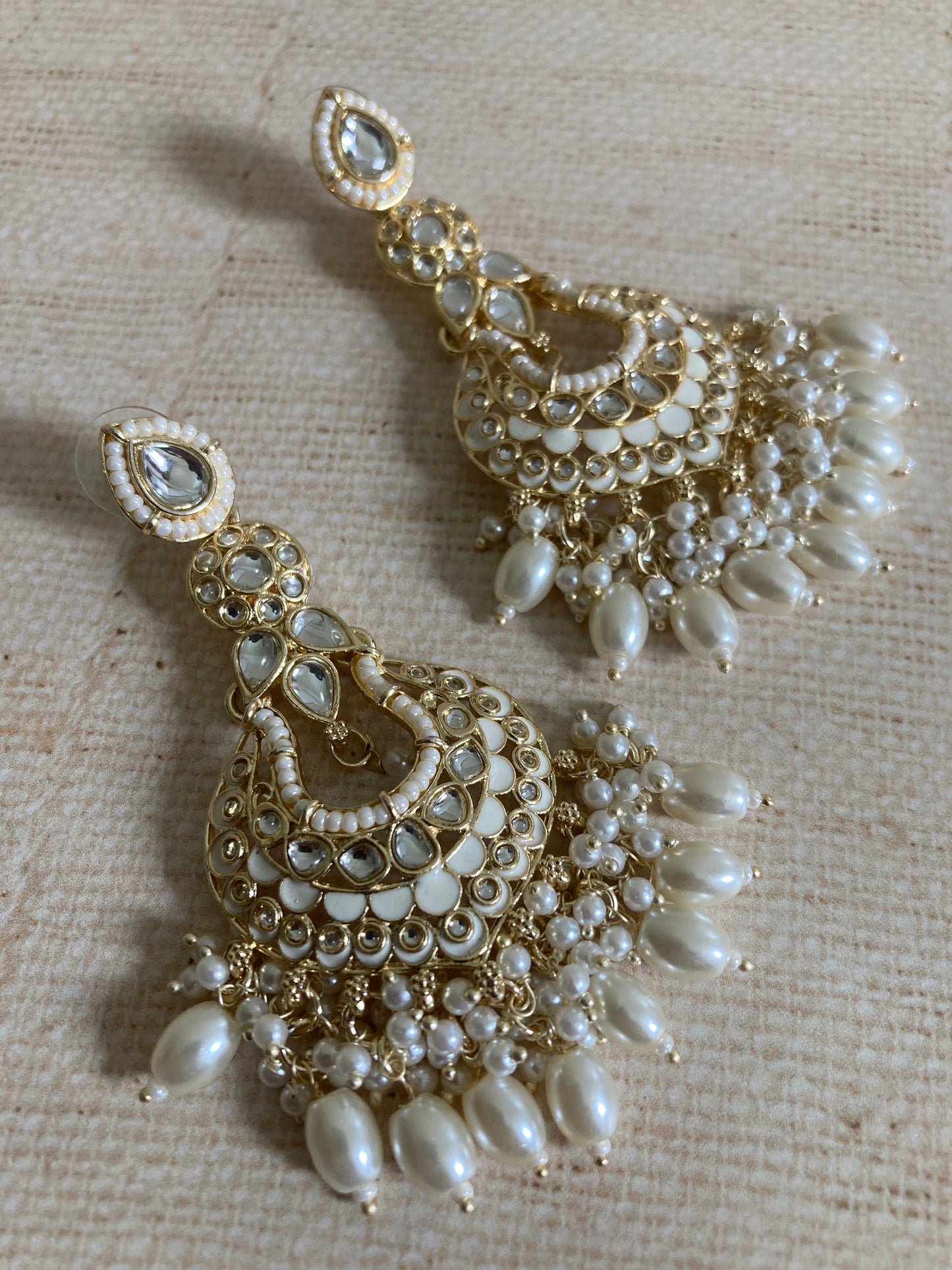 Tahmina Meenakari White Gold Plated Indian Earrings (ST980)