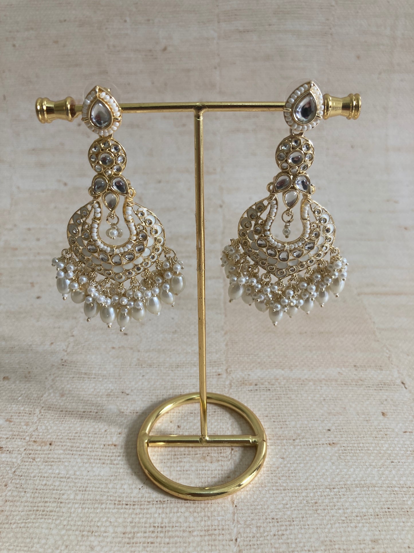 Tahmina Meenakari White Gold Plated Indian Earrings (ST980)