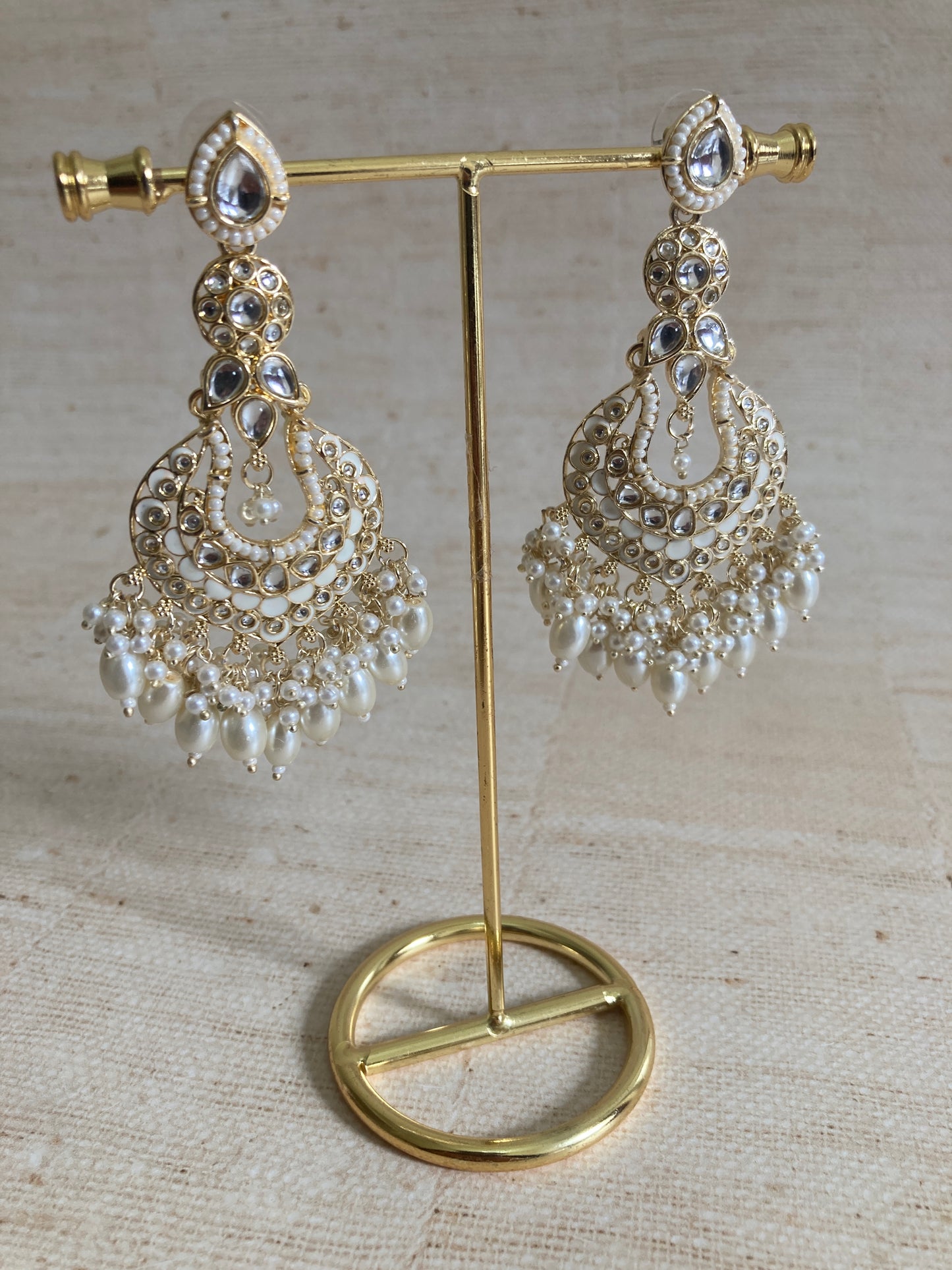 Tahmina Meenakari White Gold Plated Indian Earrings (ST980)