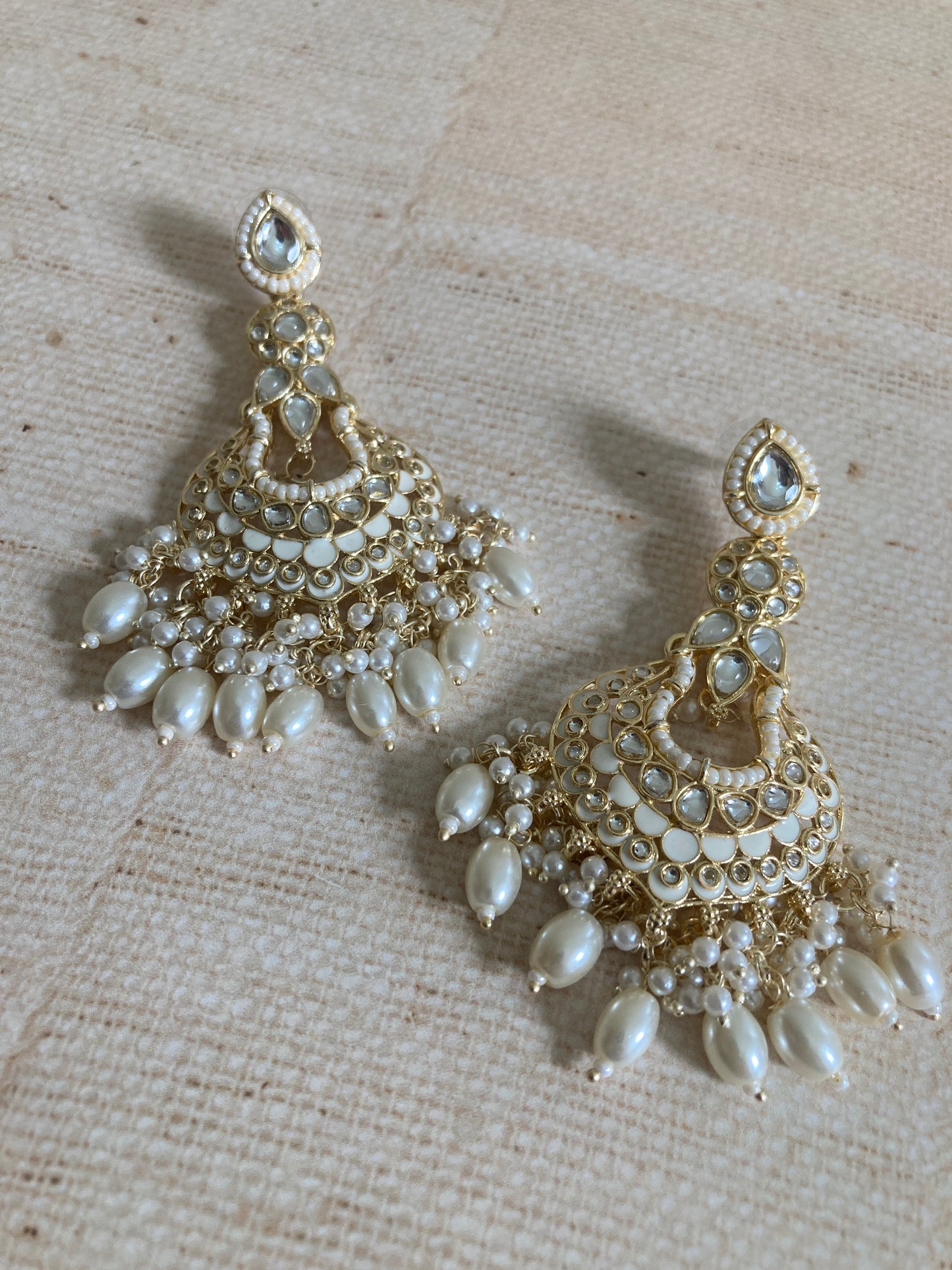 Tahmina Meenakari White Gold Plated Indian Earrings (ST980)