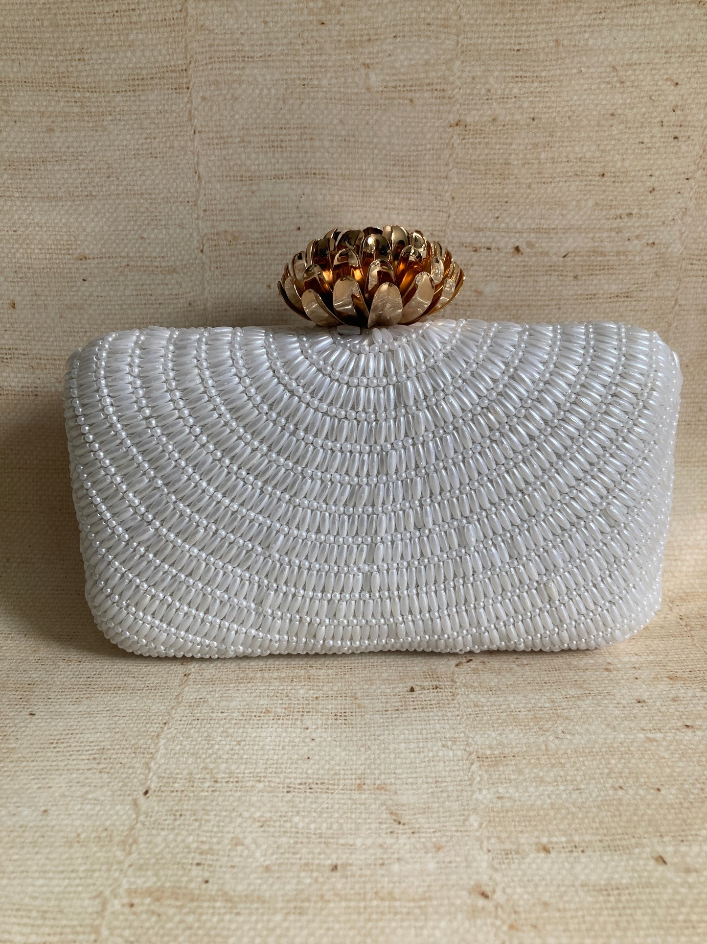 Adele (Rectangular Clutch) (White Pearl) (ST291)