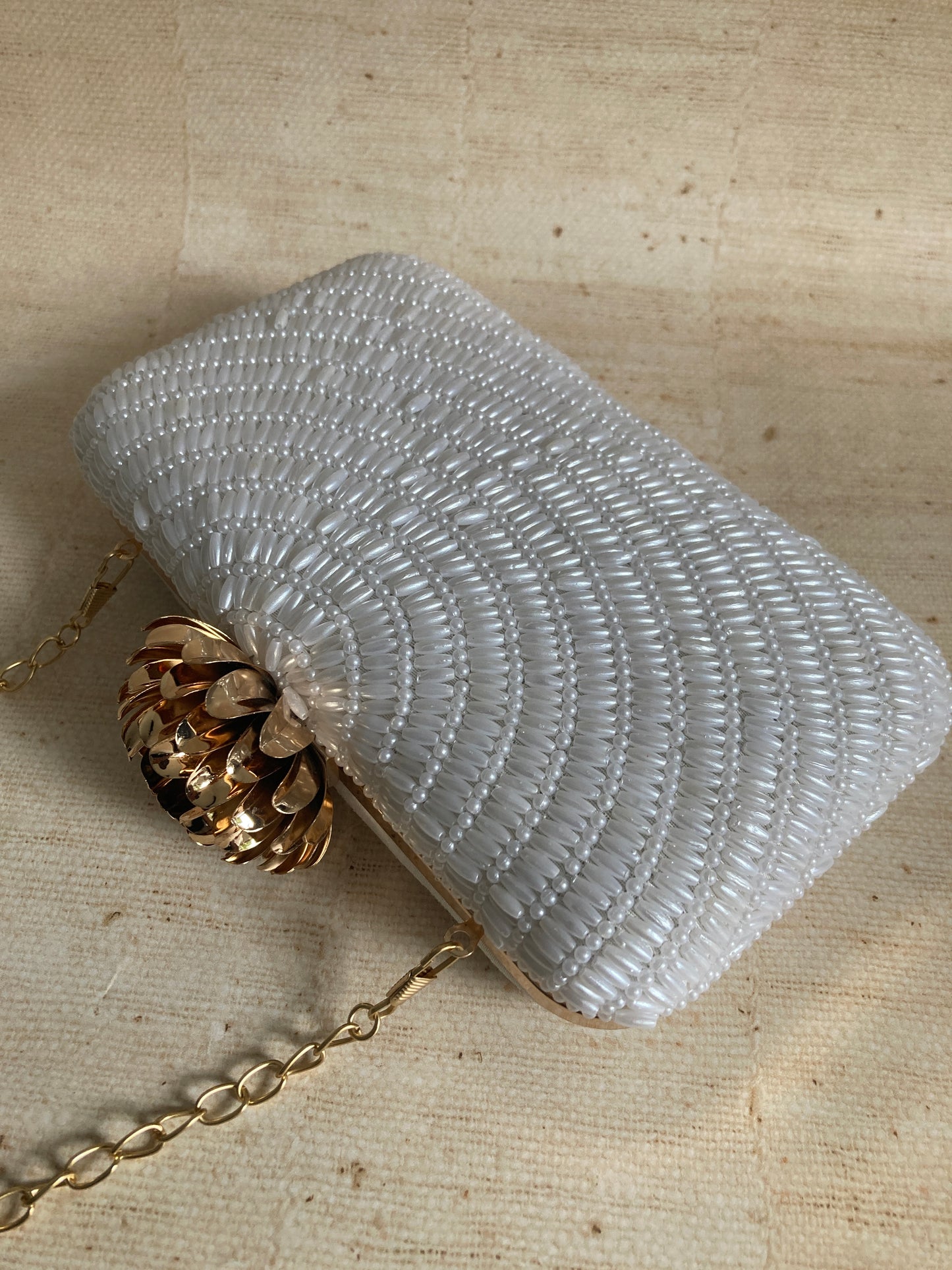 Adele (Rectangular Clutch) (White Pearl) (ST291)