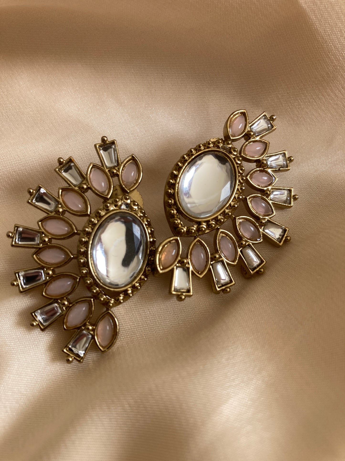 Nova Light Pink Kundan Earrings (ST981)