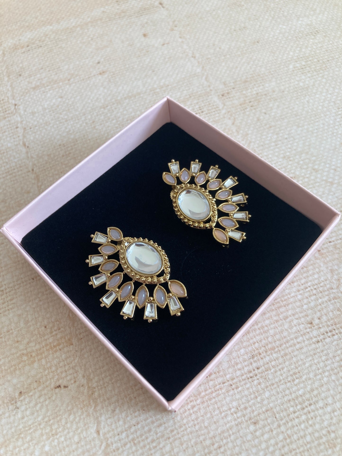 Nova Light Pink Kundan Earrings (ST981)