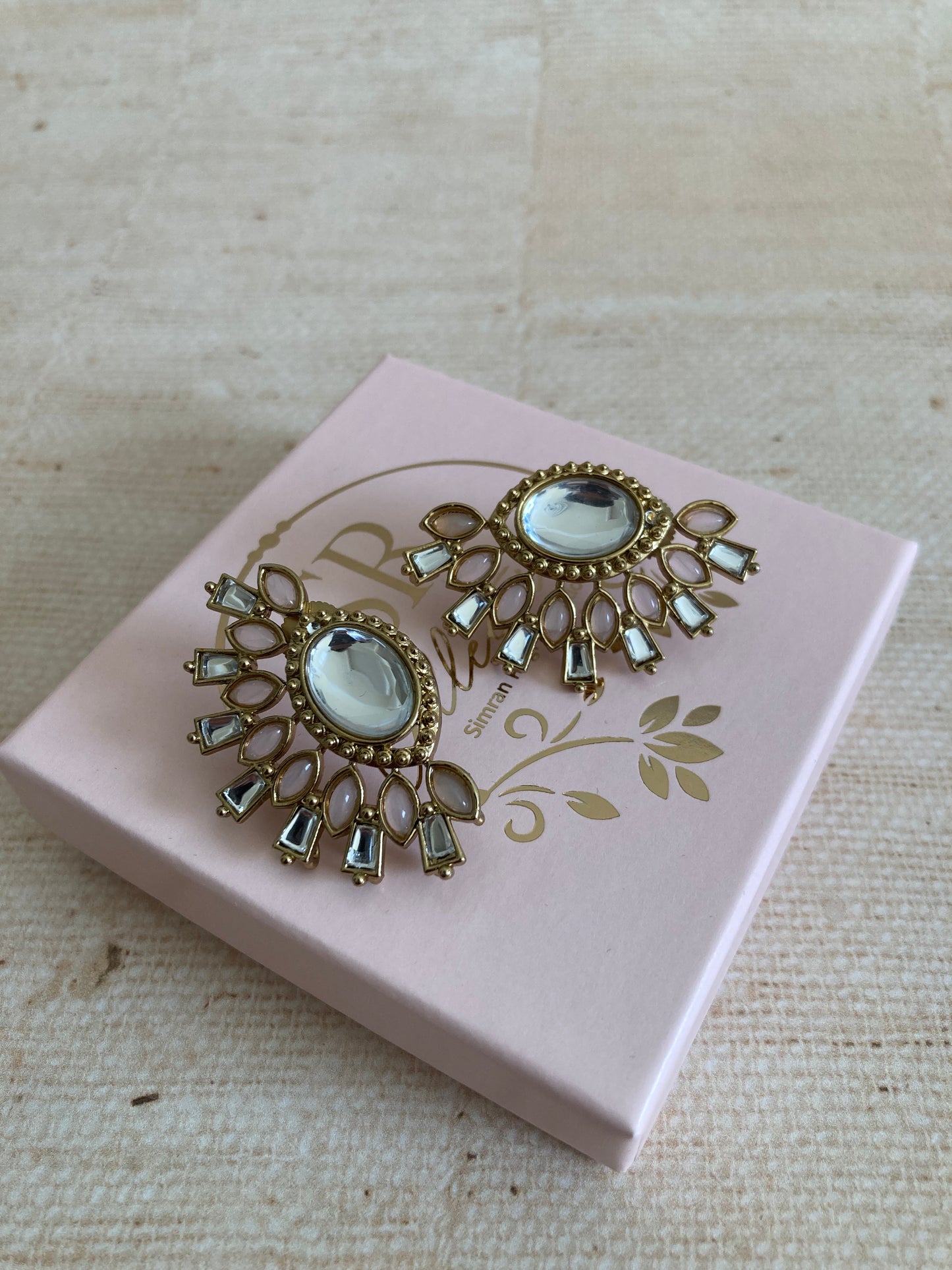 Nova Light Pink Kundan Earrings (ST981)