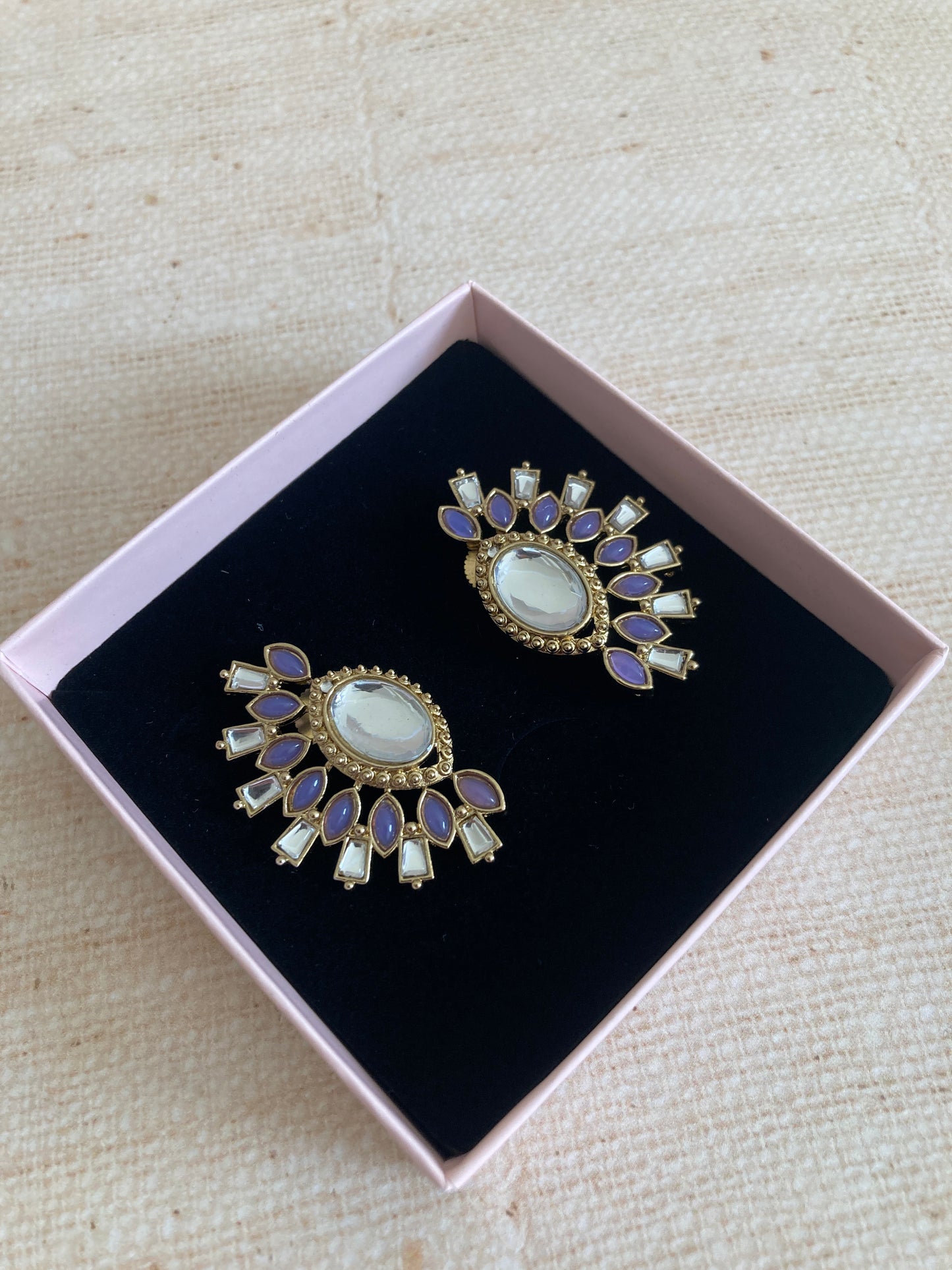 Nova Purple Kundan Earrings (ST981)