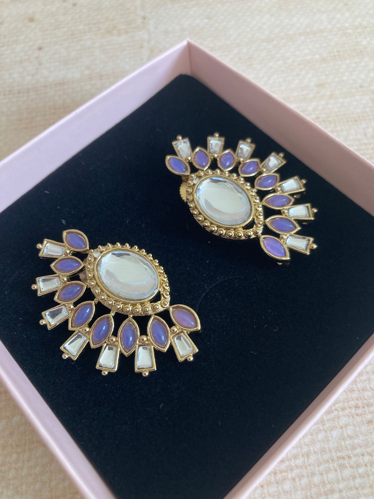 Nova Purple Kundan Earrings (ST981)