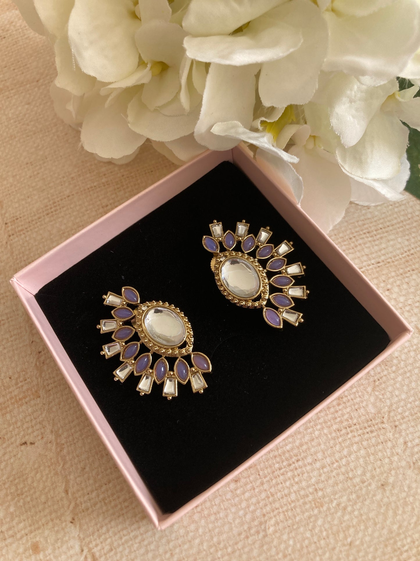 Nova Purple Kundan Earrings (ST981)