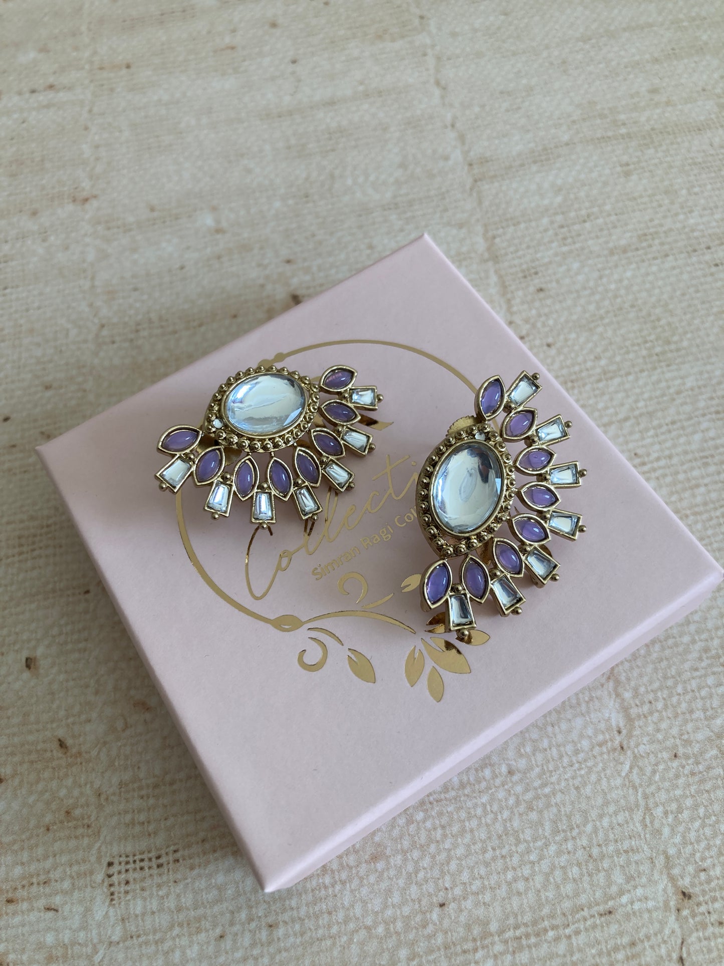 Nova Purple Kundan Earrings (ST981)