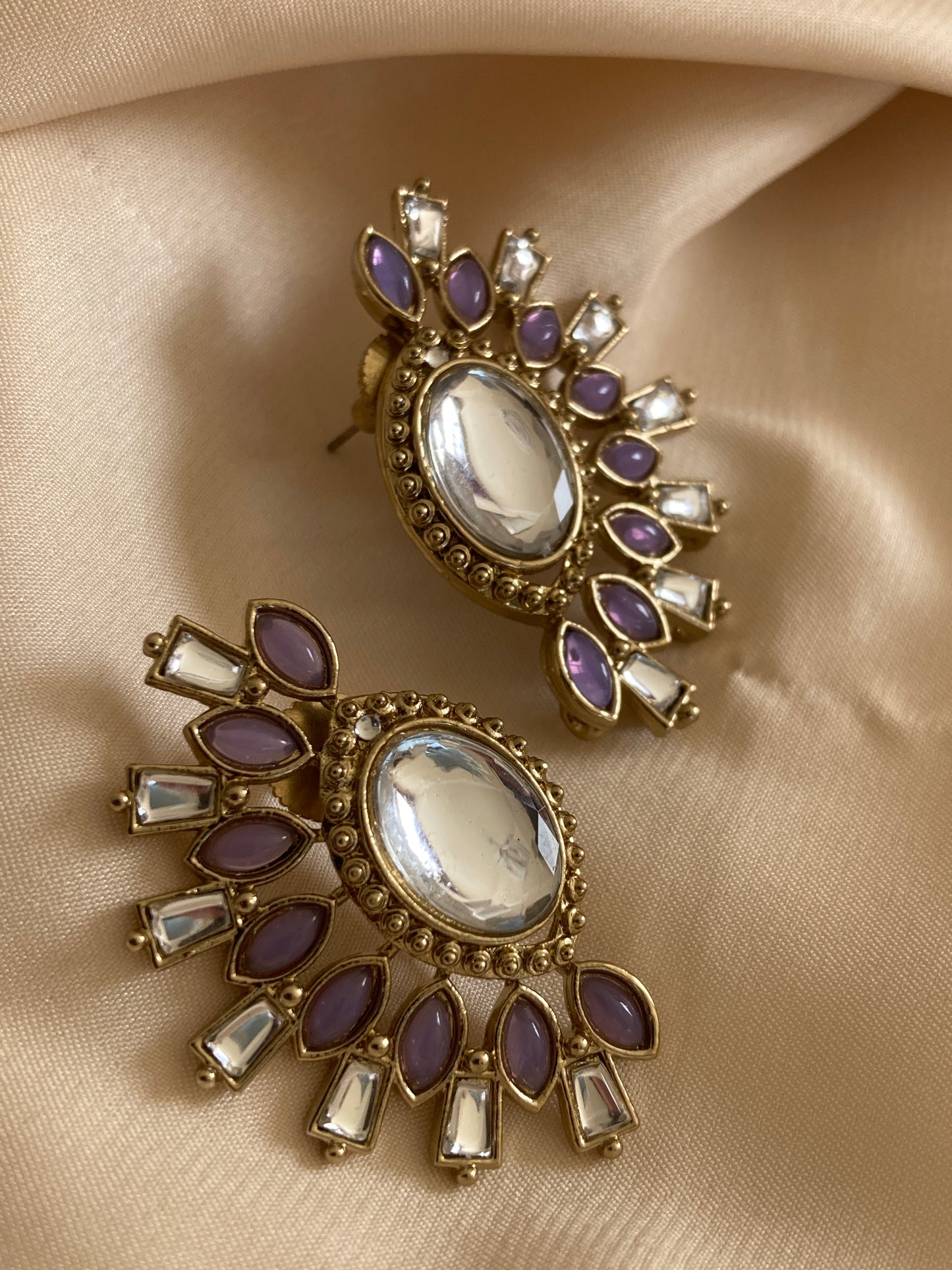 Nova Purple Kundan Earrings (ST981)