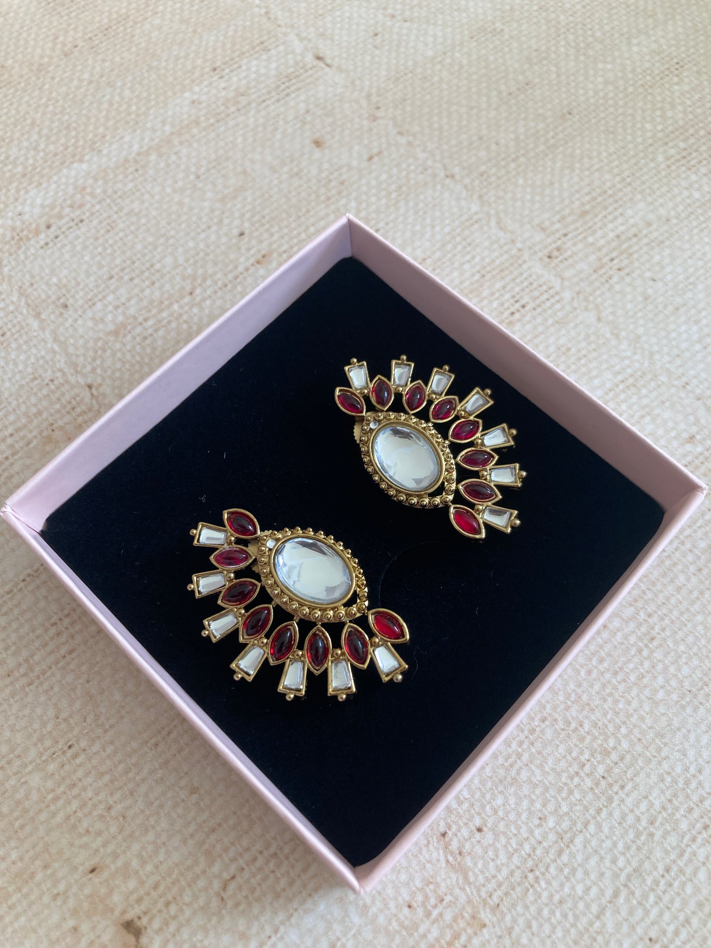 Nova Red Kundan Earrings (ST981)