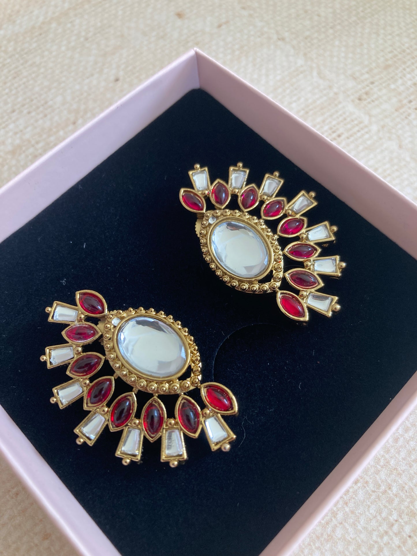 Nova Red Kundan Earrings (ST981)