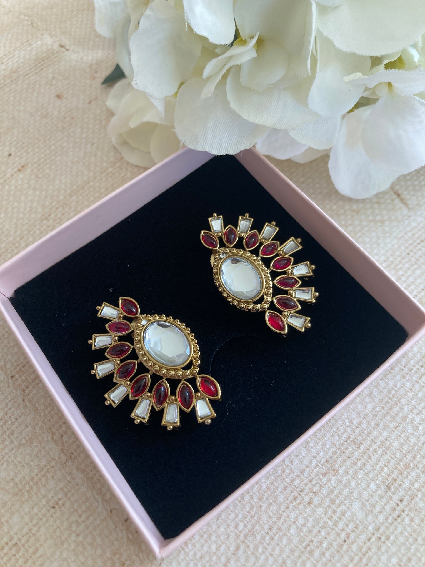 Nova Red Kundan Earrings (ST981)