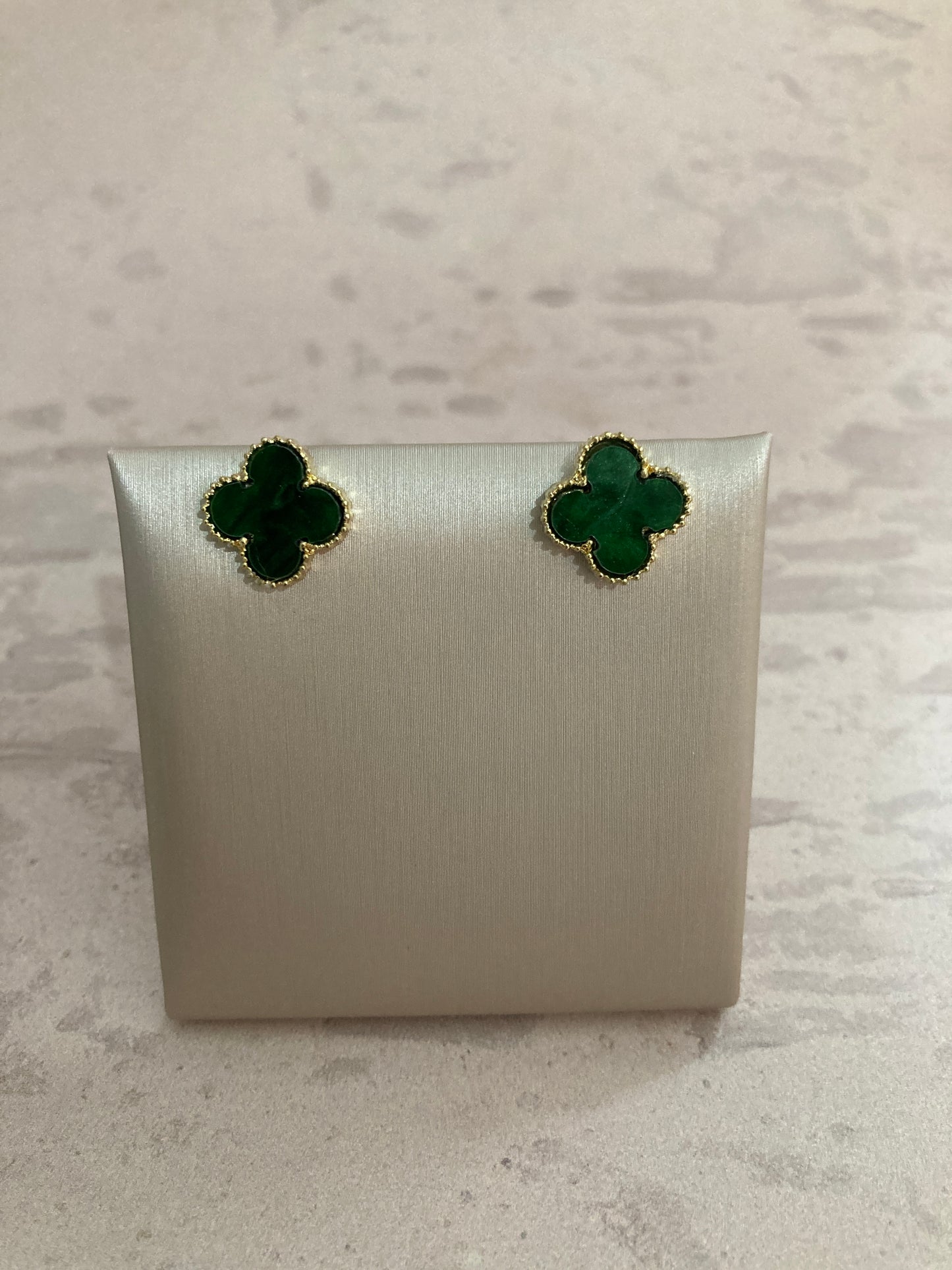 Emerald Green Clover Stud Earrings (ST422)